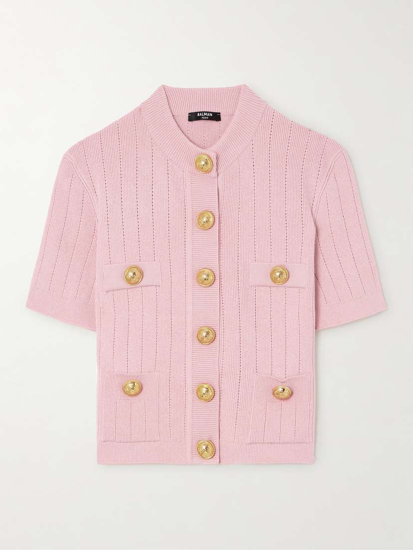 Balmain Ribbed-knit Cardigan