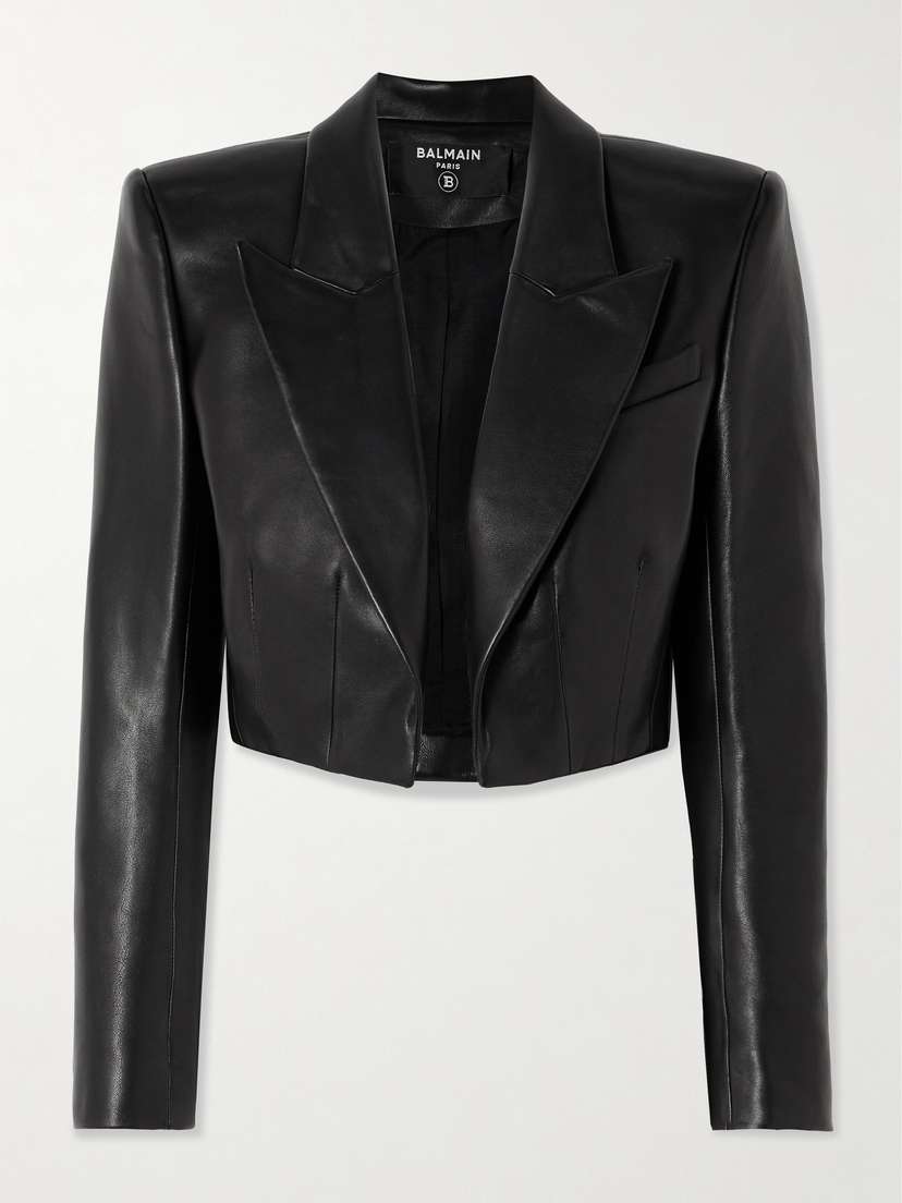 Balmain Cropped Leather Blazer