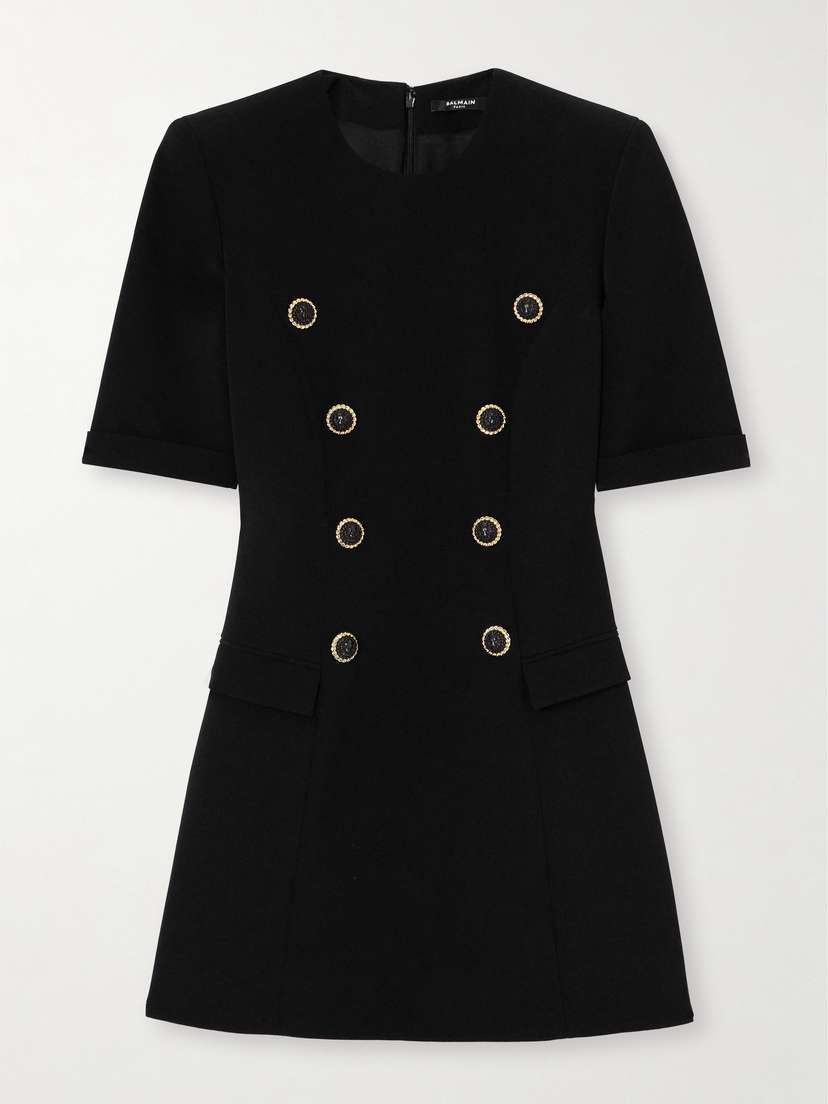 Balmain Embellished Crepe Mini Dress