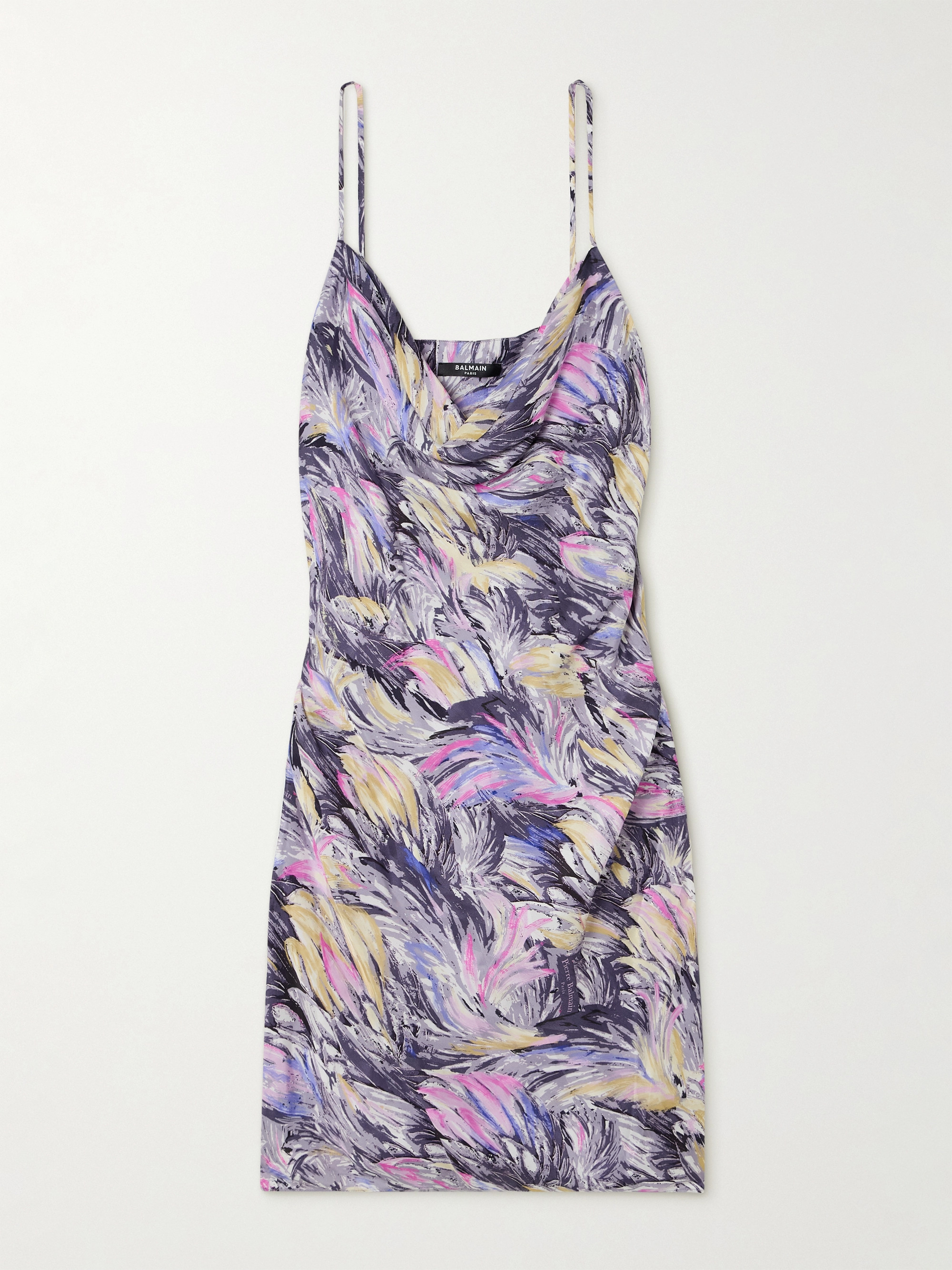 Balmain Draped printed satin mini dress thumbnail