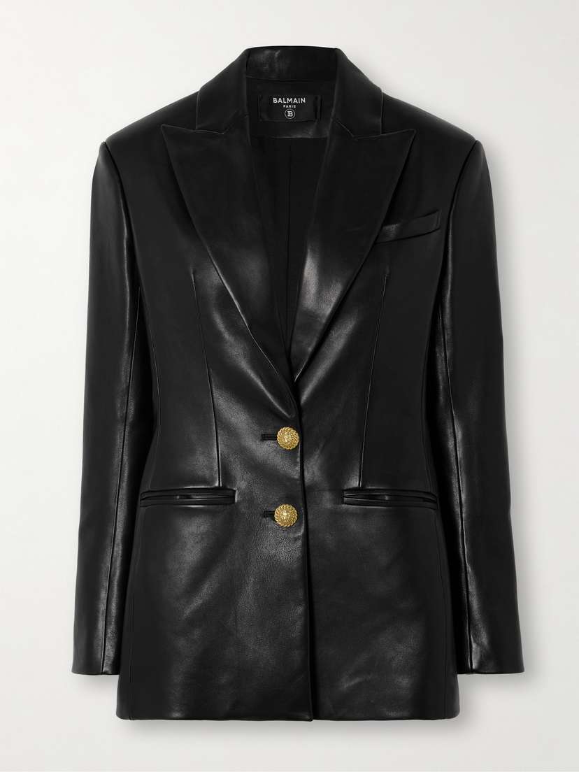 Balmain Embellished Leather Blazer