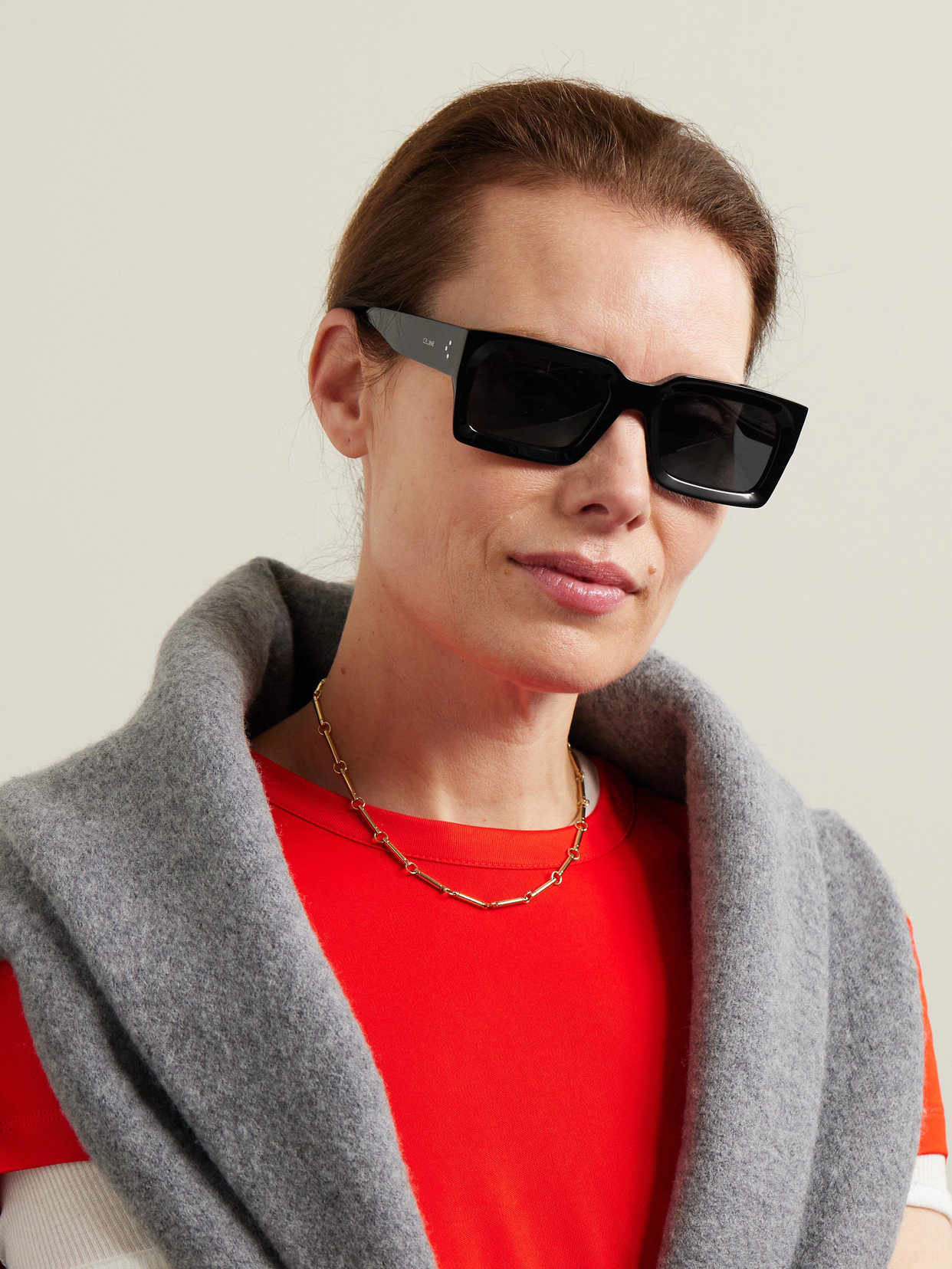 Shop Celine Bold Square-frame Acetate Sunglasses In Black