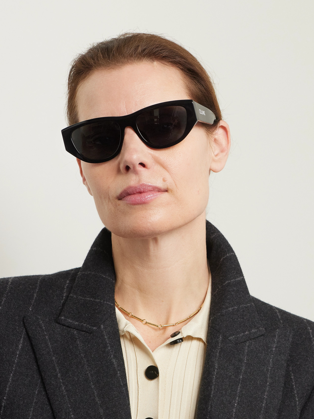 Celine Monochroms 01 Cat-eye Acetate Sunglasses In Black
