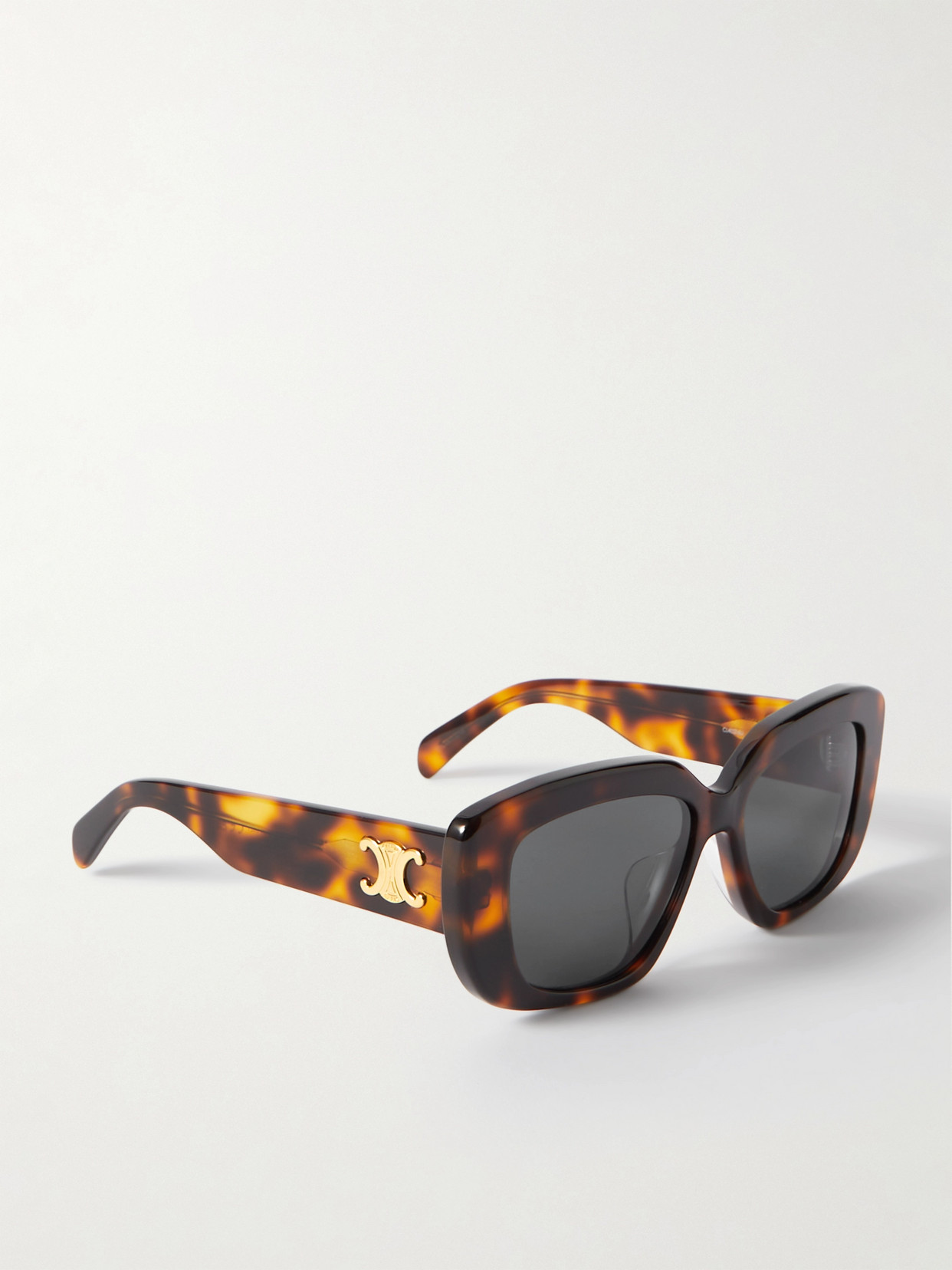 Celine Triomphe Rectangular-frame Tortoiseshell Acetate Sunglasses In Tortoiseshell