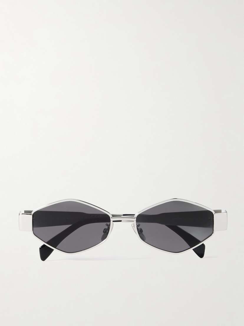 CELINE Eyewear Triomphe Hexagon-frame Silver-tone Sunglasses