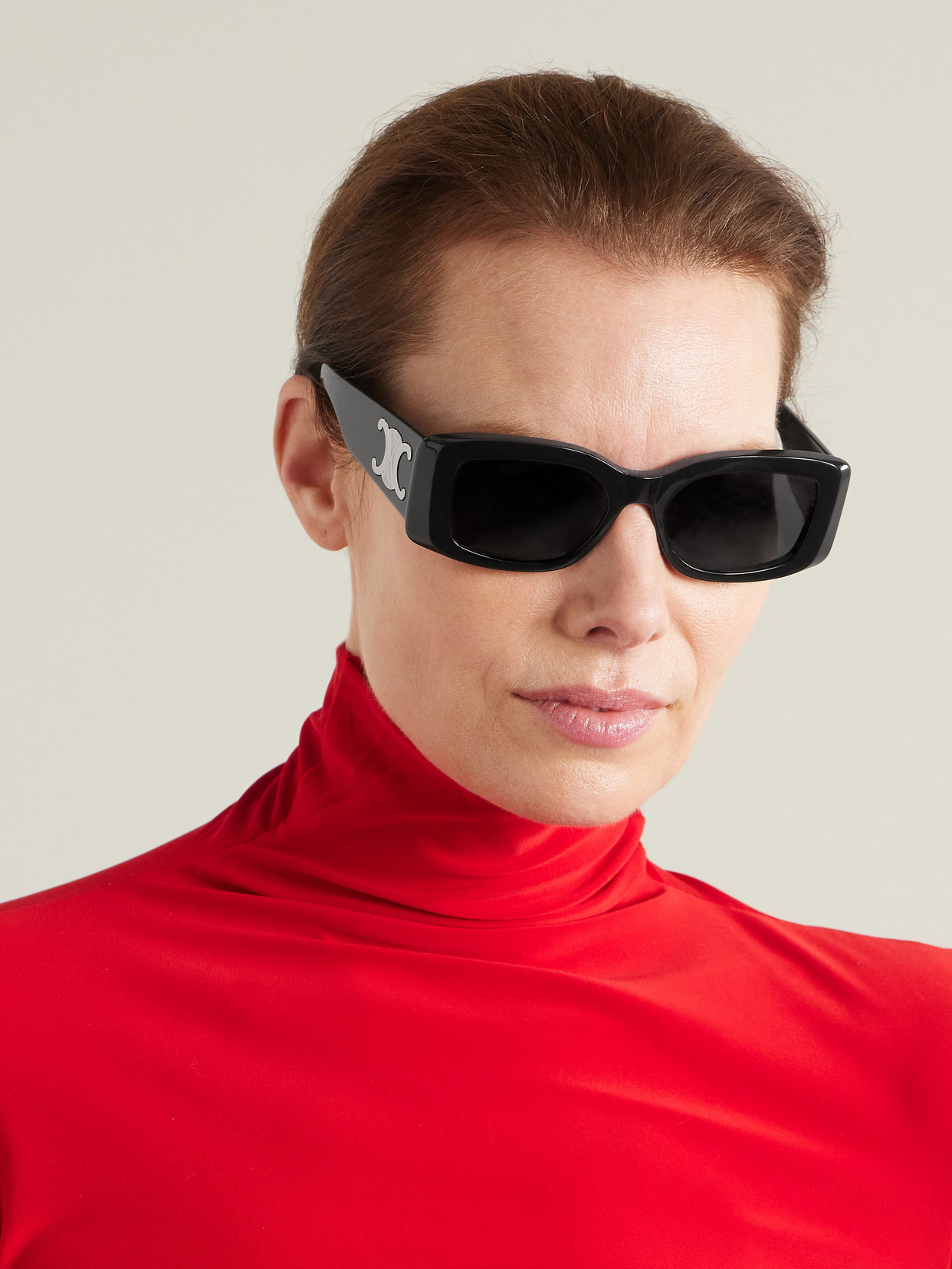 Celine Triomphe Oversized Square-frame Acetate Sunglasses In Black
