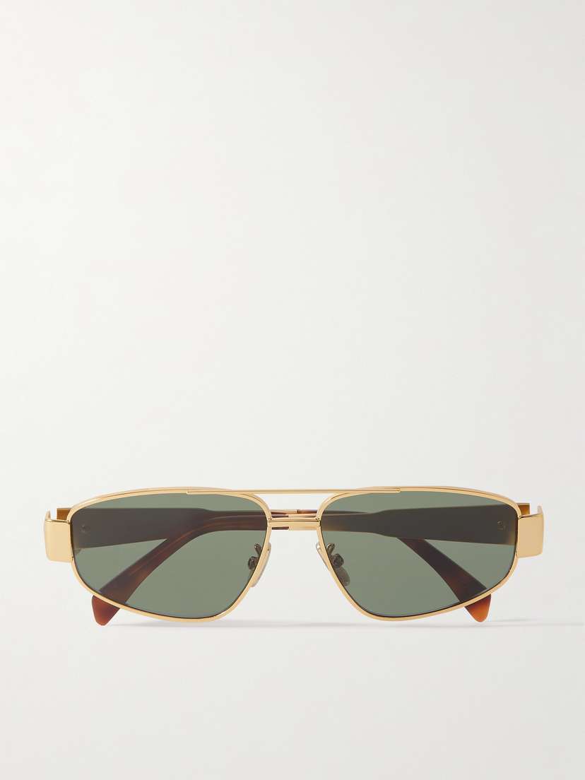 CELINE Eyewear Triomphe Aviator-style Gold-tone And Acetate Sunglasses