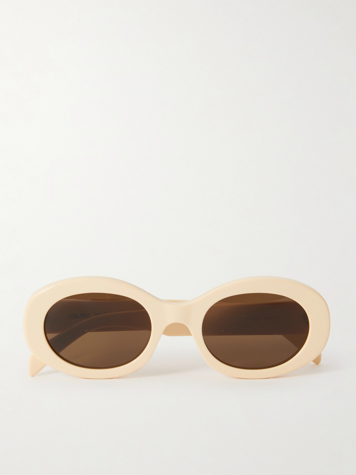 Celine Triomphe Oval-frame Acetate Sunglasses In White