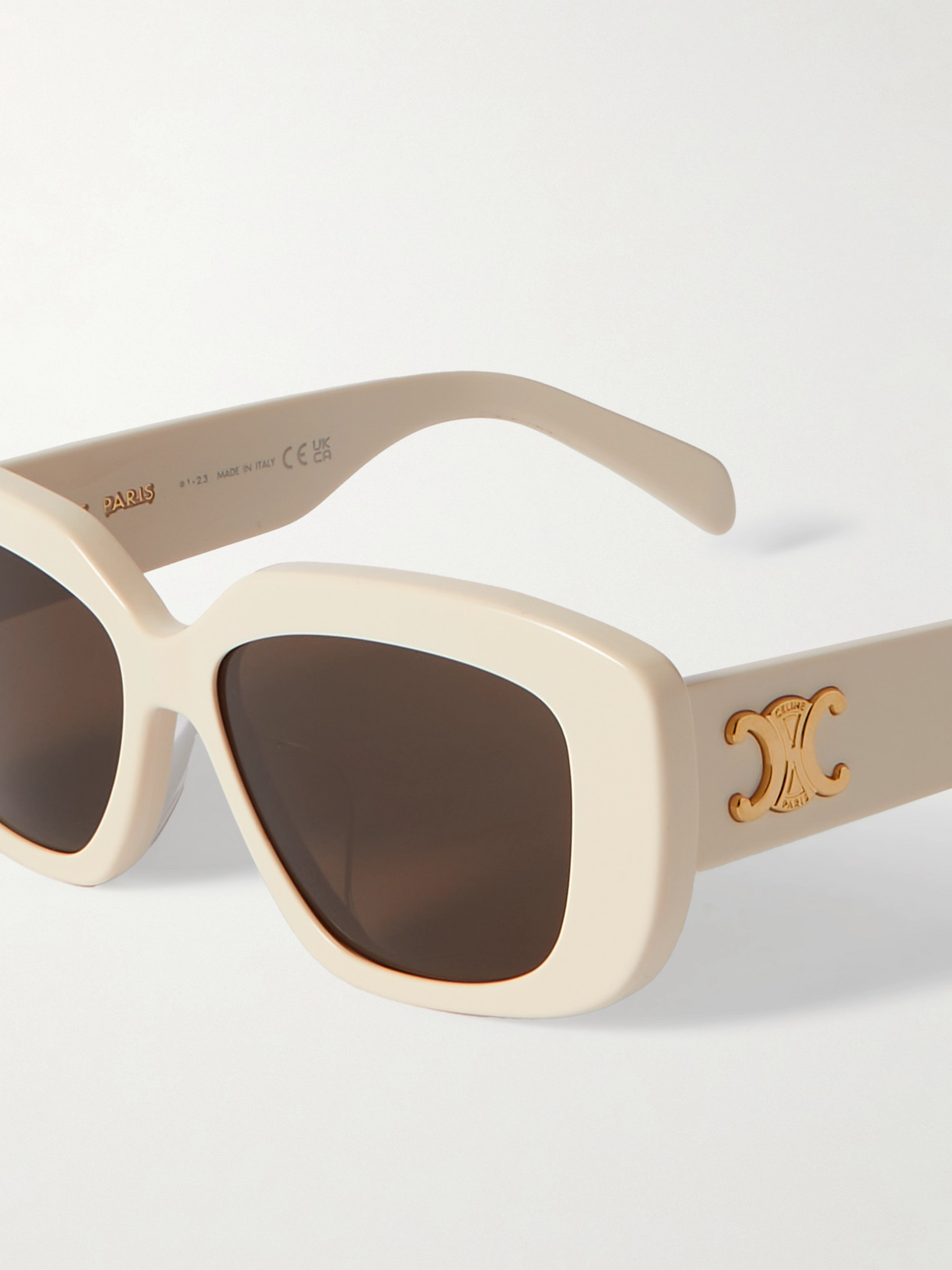 Celine Triomphe Rectangular-frame Acetate Sunglasses In Ivory