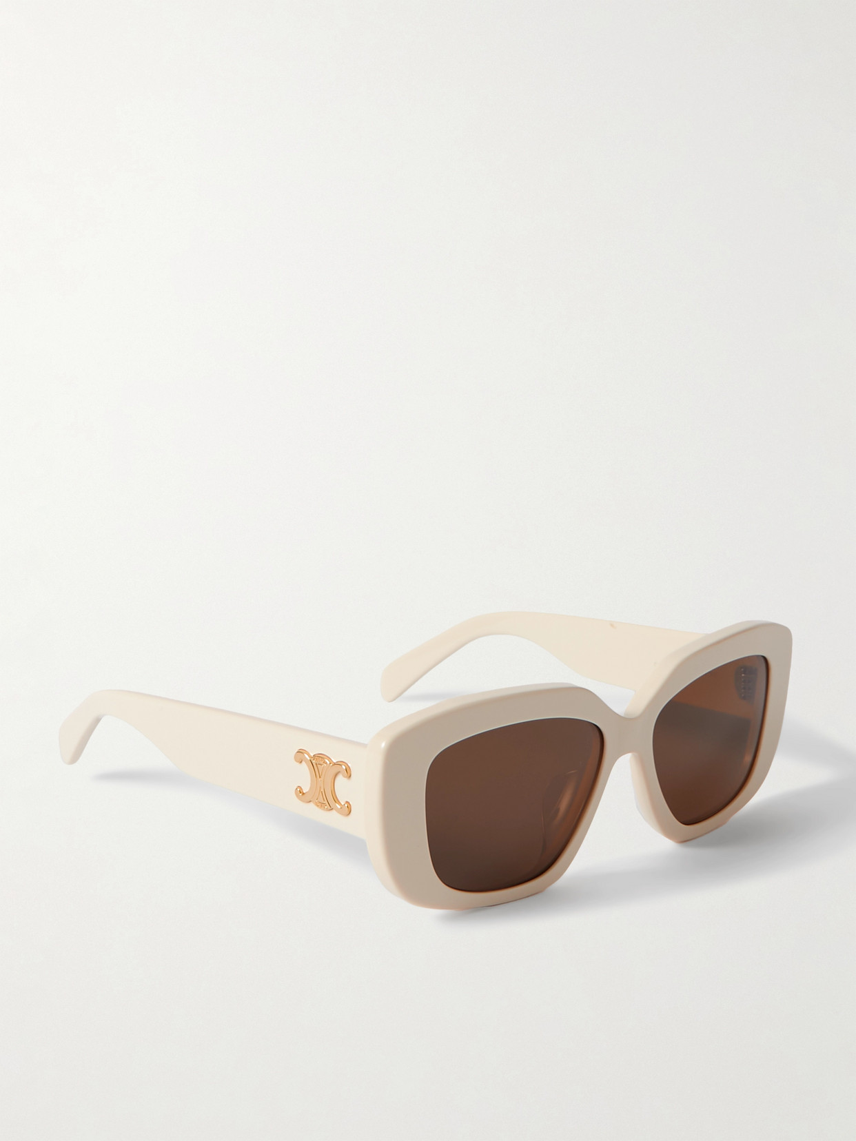 Celine Triomphe Rectangular-frame Acetate Sunglasses In Ivory