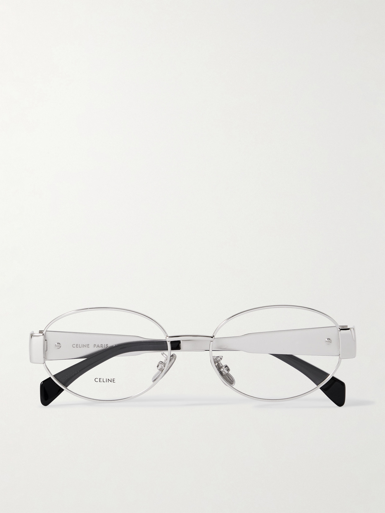 Celine Triomphe Metal Oval Glasses In Silver
