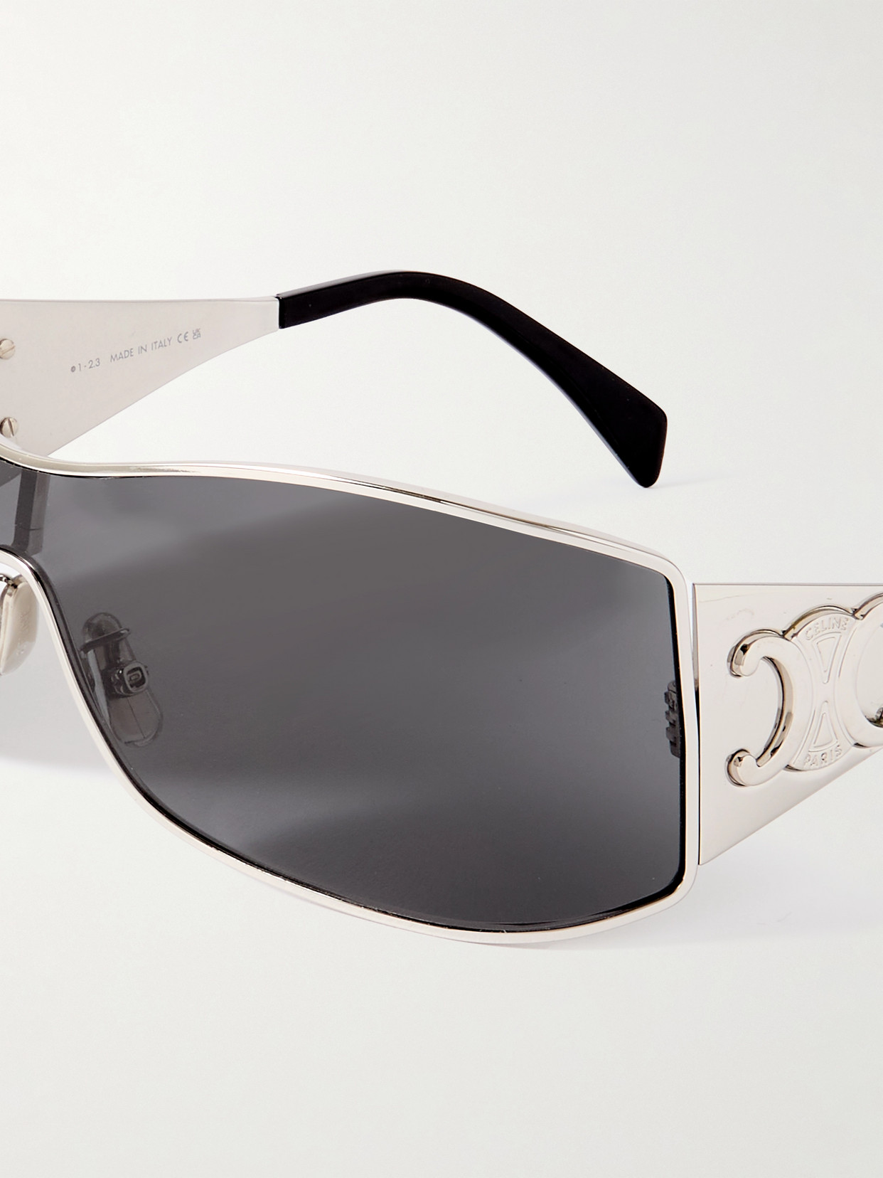 Celine Rectangular-frame Silver-tone Sunglasses In Silver