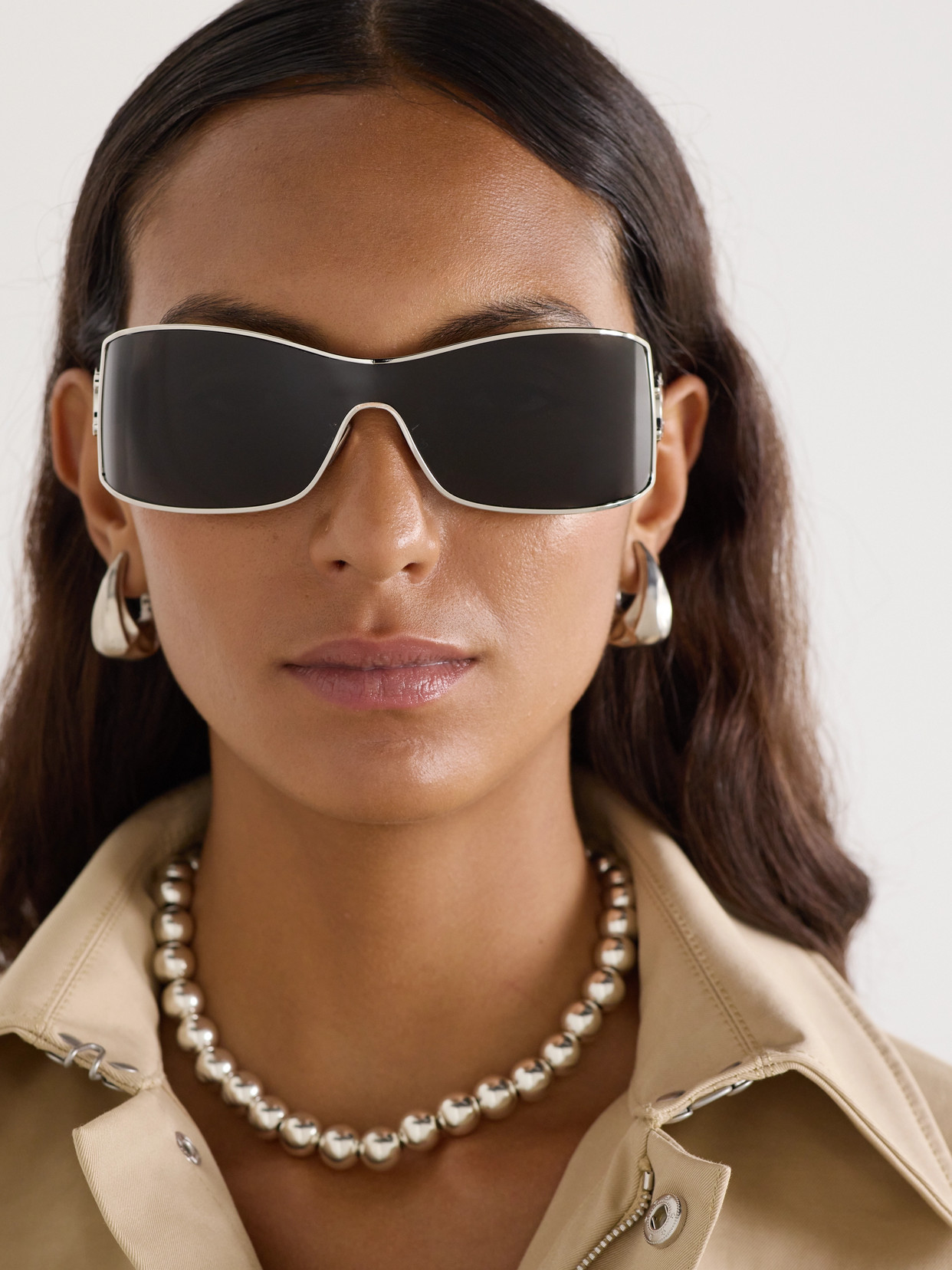 Celine Rectangular-frame Silver-tone Sunglasses In Silver