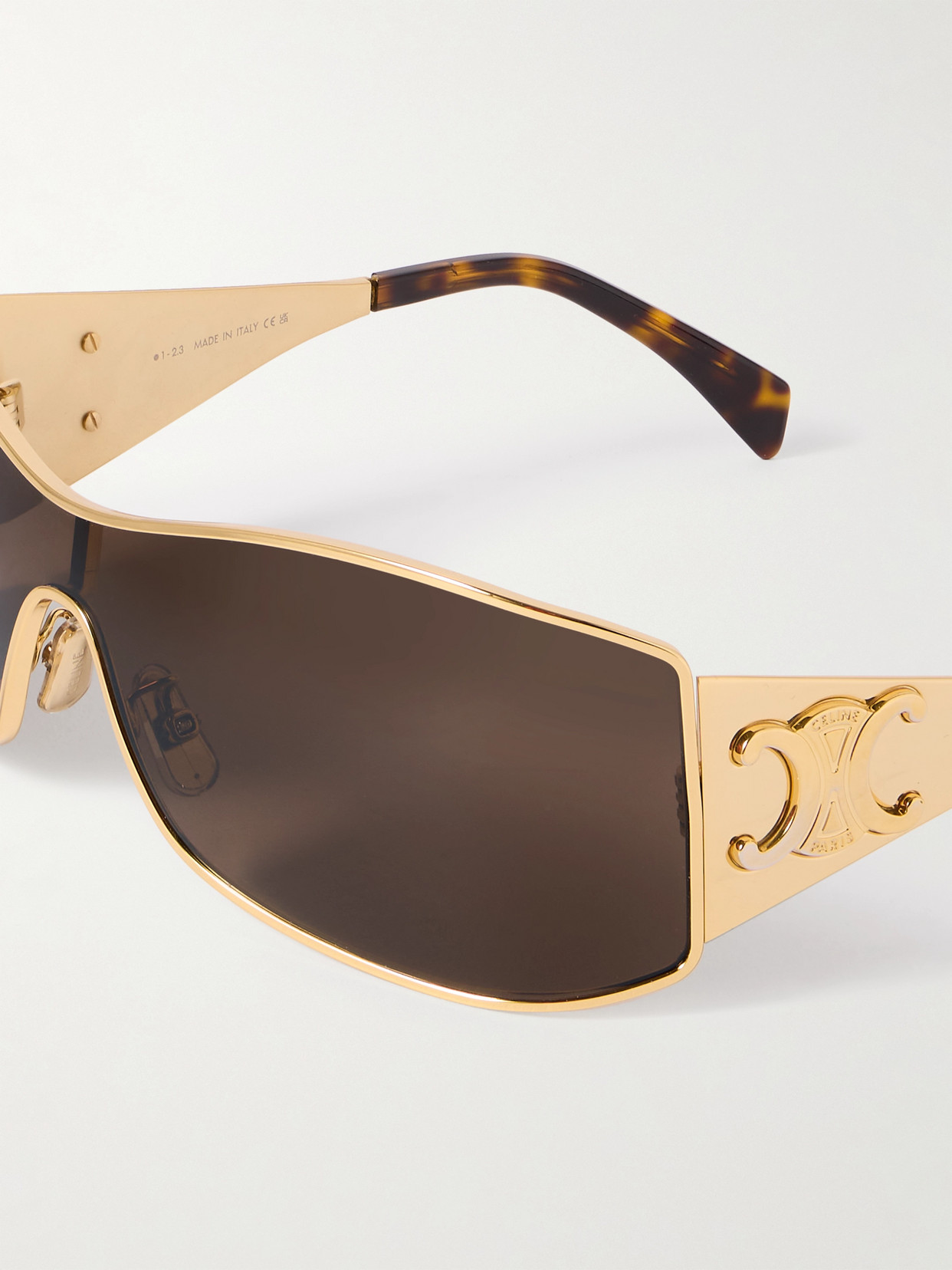 Shop Celine Rectangular-frame Gold-tone Sunglasses
