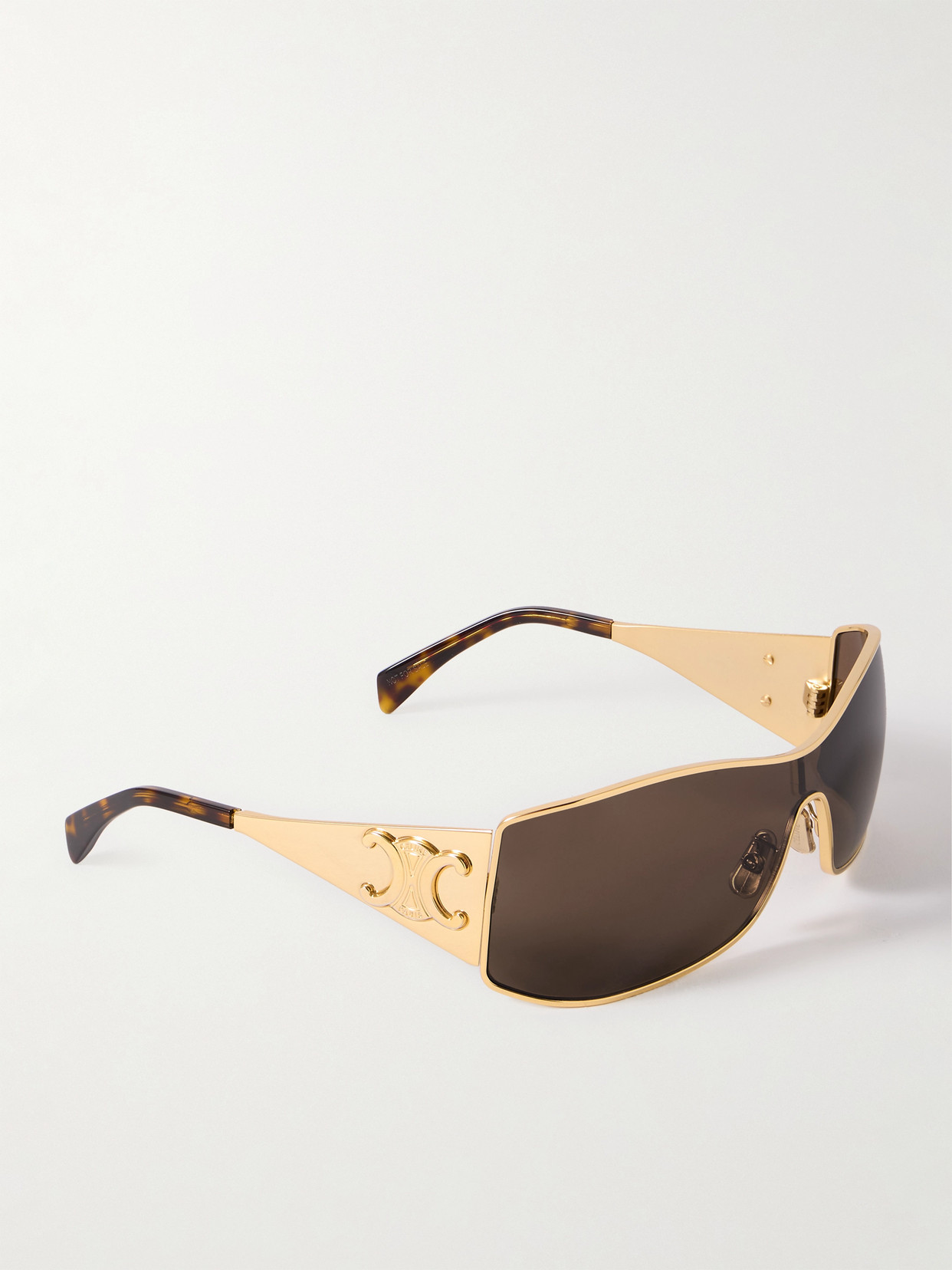 Shop Celine Rectangular-frame Gold-tone Sunglasses