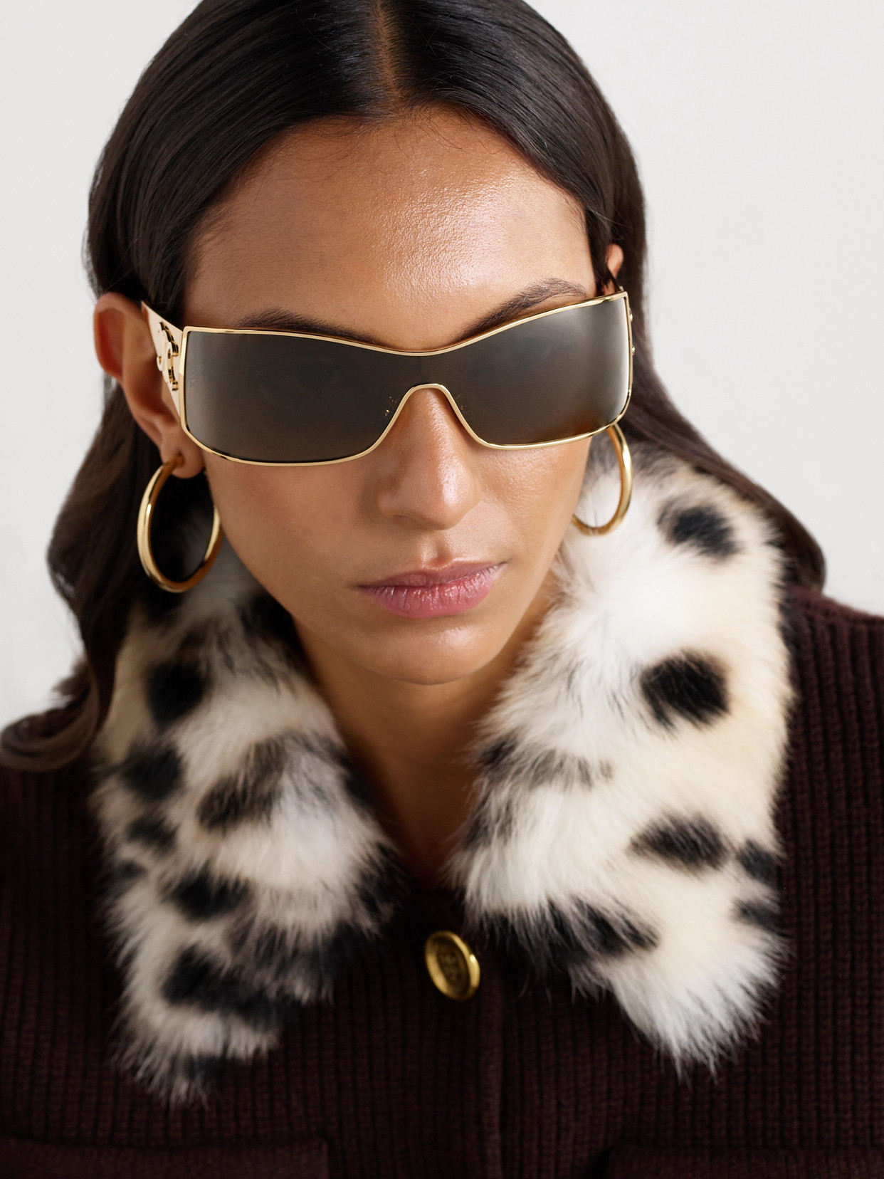 Shop Celine Rectangular-frame Gold-tone Sunglasses