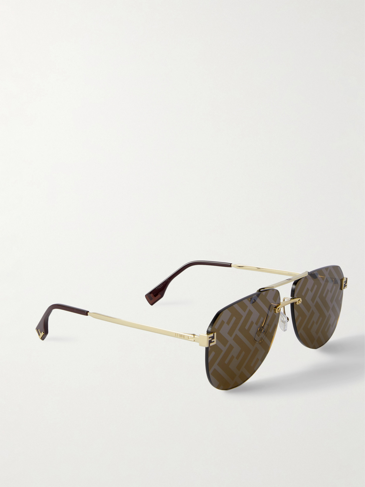 Shop Fendi Sky Aviator-style Gold-tone Sunglasses