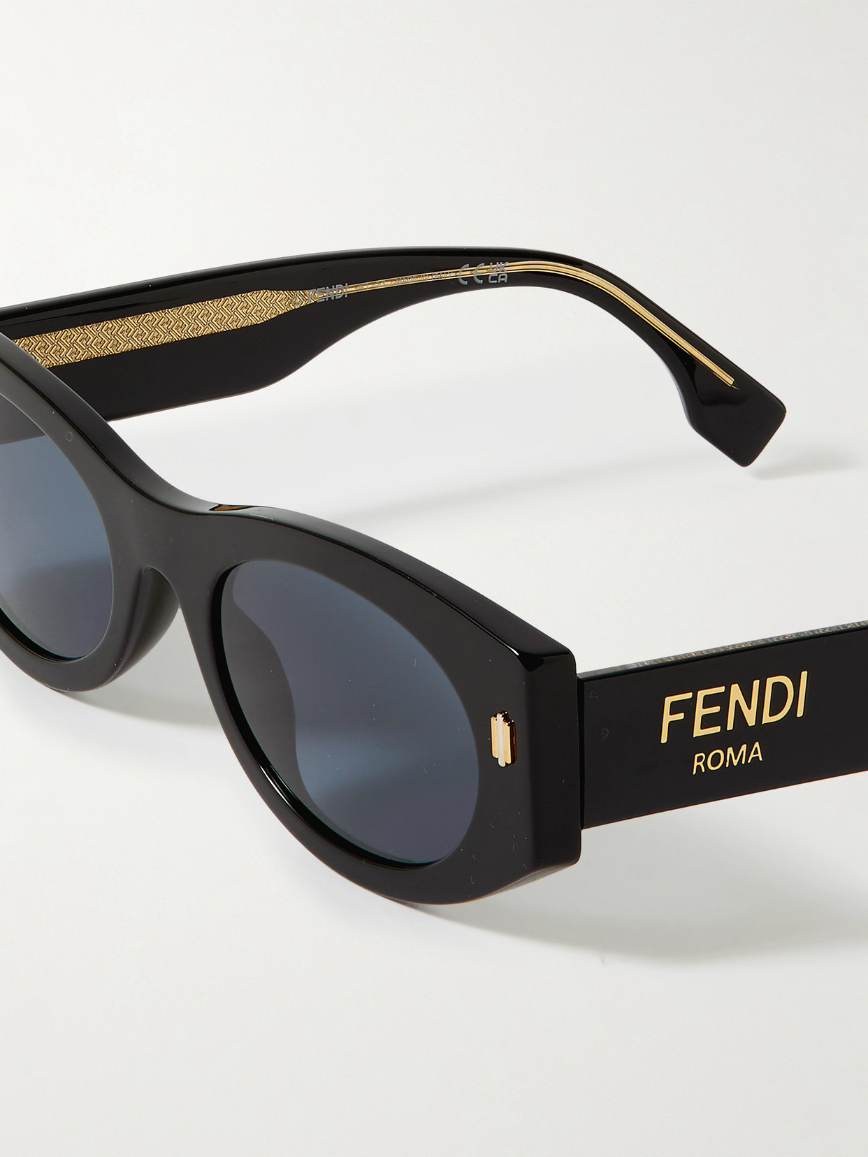 Fendi Roma Oval-frame Acetate Sunglasses In Black