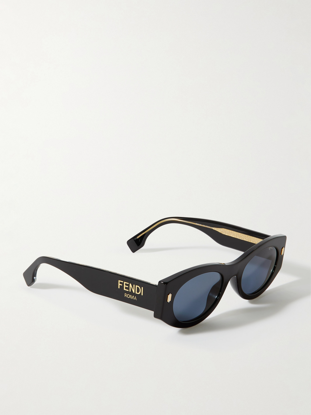 Fendi Roma Oval-frame Acetate Sunglasses In Black