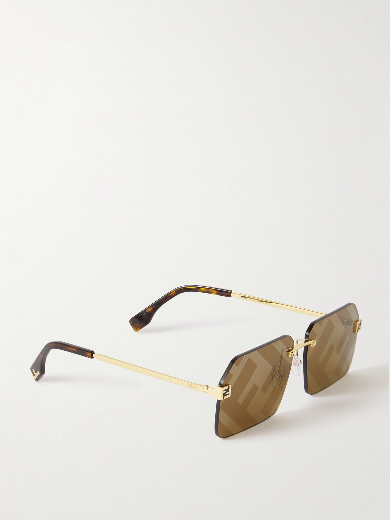 Fendi Sky Rimless Rectangle-frame Gold-tone Sunglasses In Gold