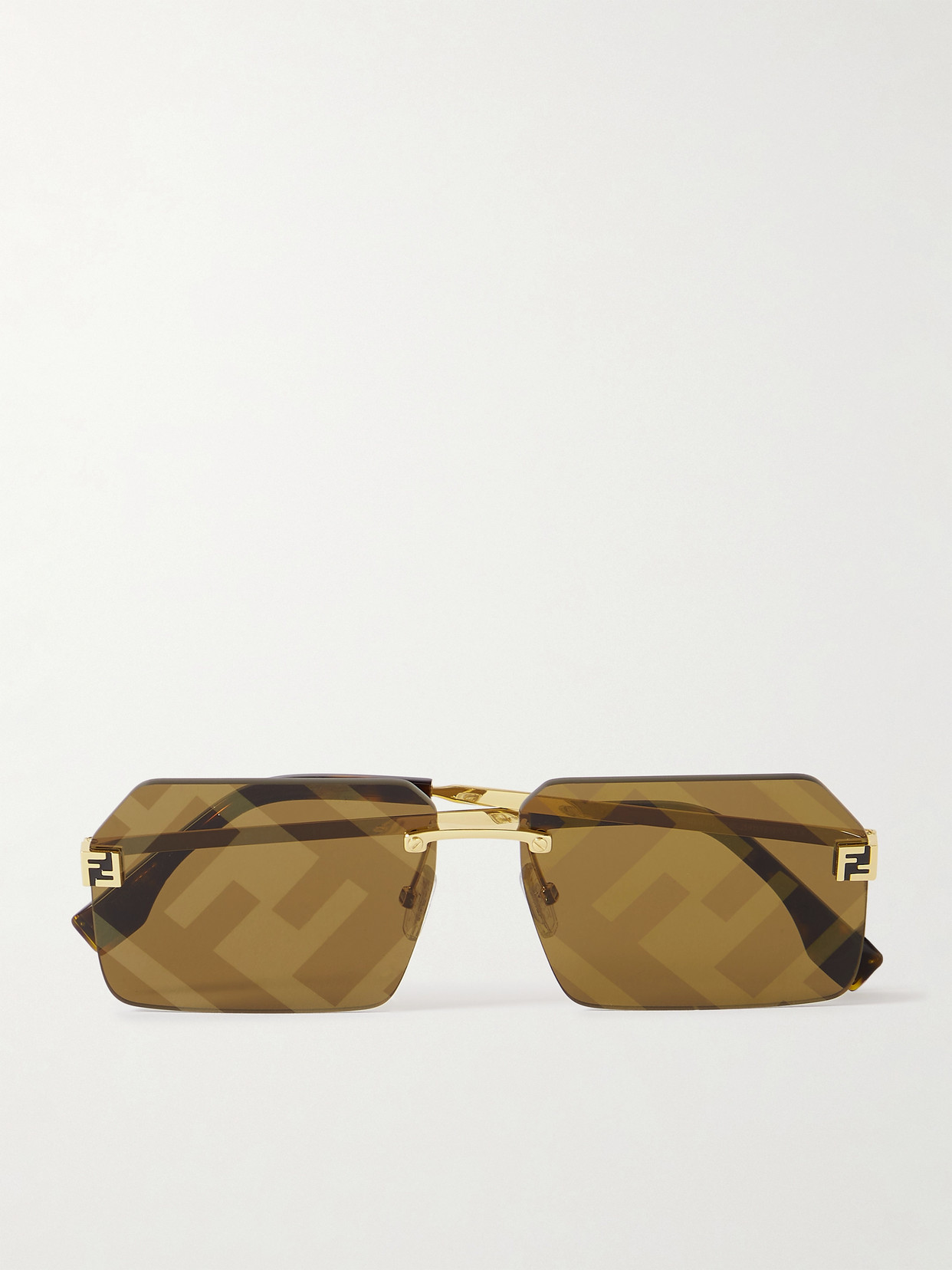 Fendi - Fendi Sky Rimless Rectangle-frame Gold-tone Sunglasses - One size