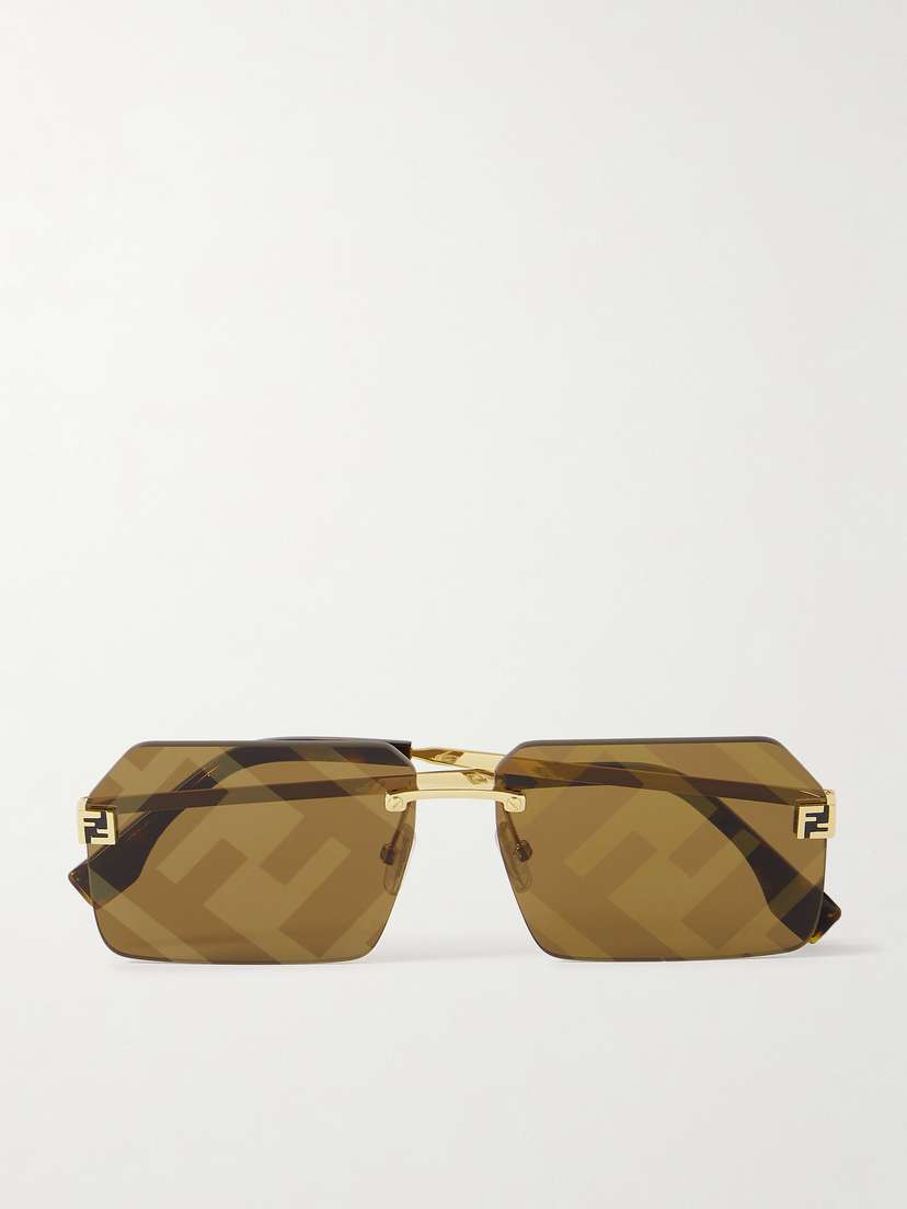 FENDI EYEWEAR Fendi Sky Rimless Rectangle-frame Gold-tone Sunglasses