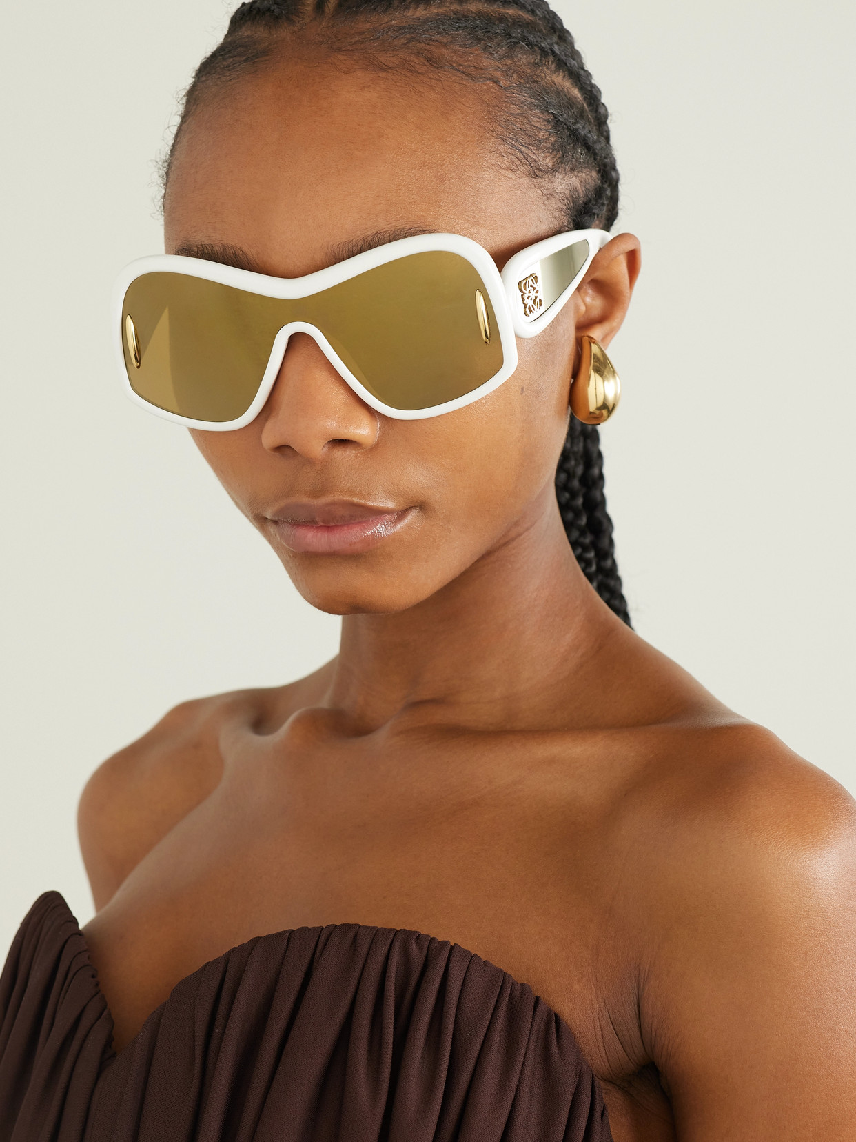 Loewe Anagram Oversized D-frame Acetate Sunglasses In Ivory
