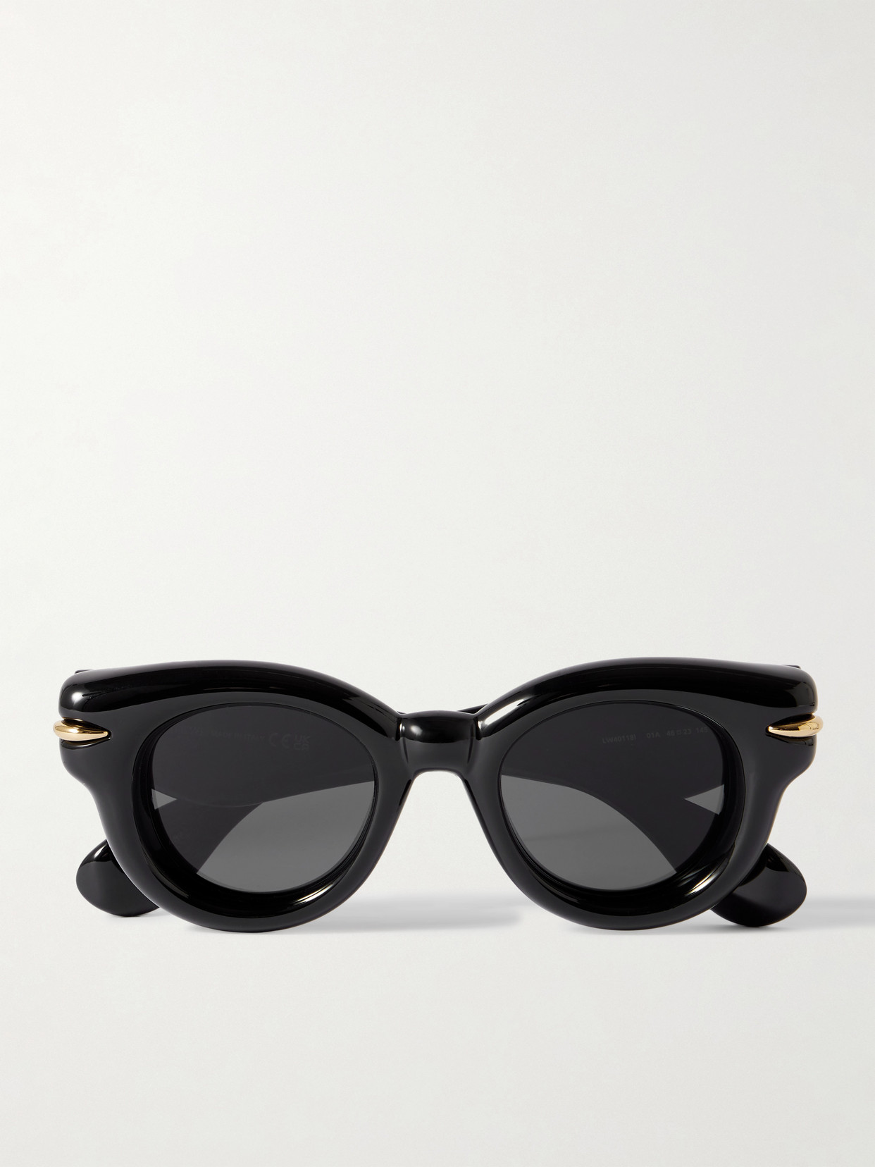 Loewe Inflated Gold-tone Embellished Cat-eye Acetate Sunglasses In Black