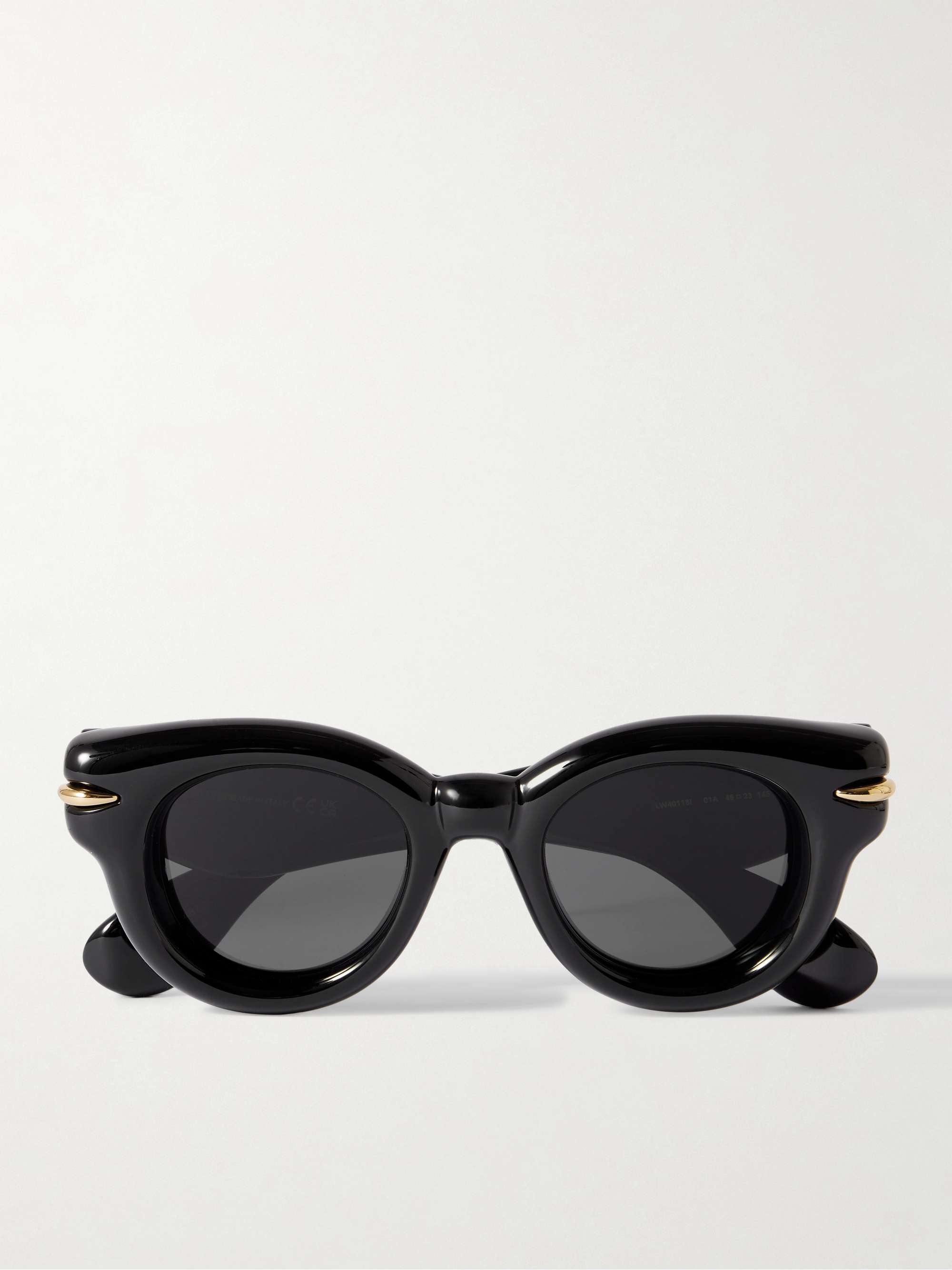 LOEWE EYEWEAR Inflated gold tone embellished cat eye acetate sunglasses NET A PORTER