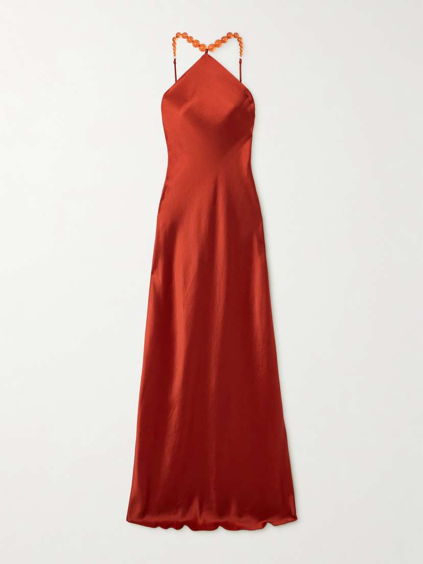 Staud Cadence Embellished Satin Maxi Dress