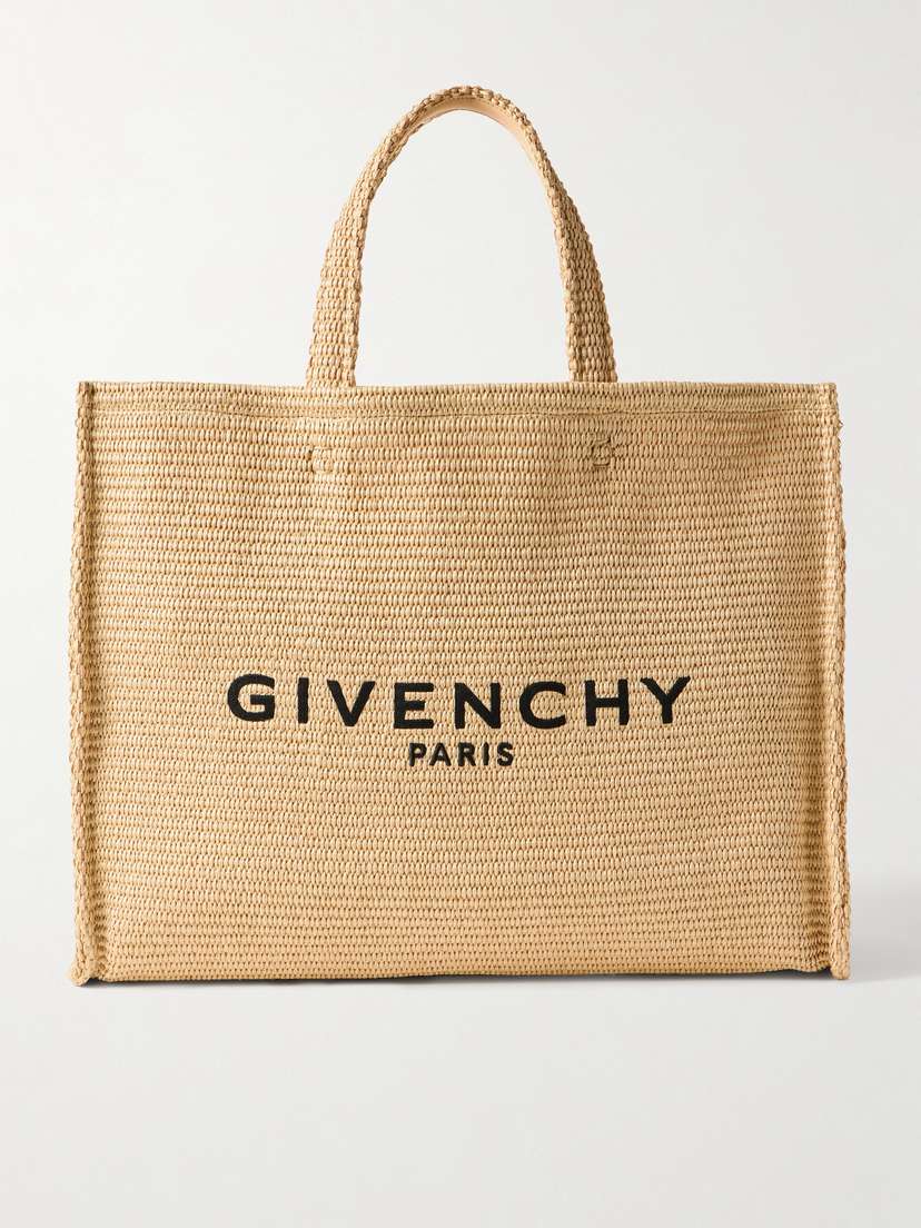Givenchy Medium Logo-embroidered Raffia Tote