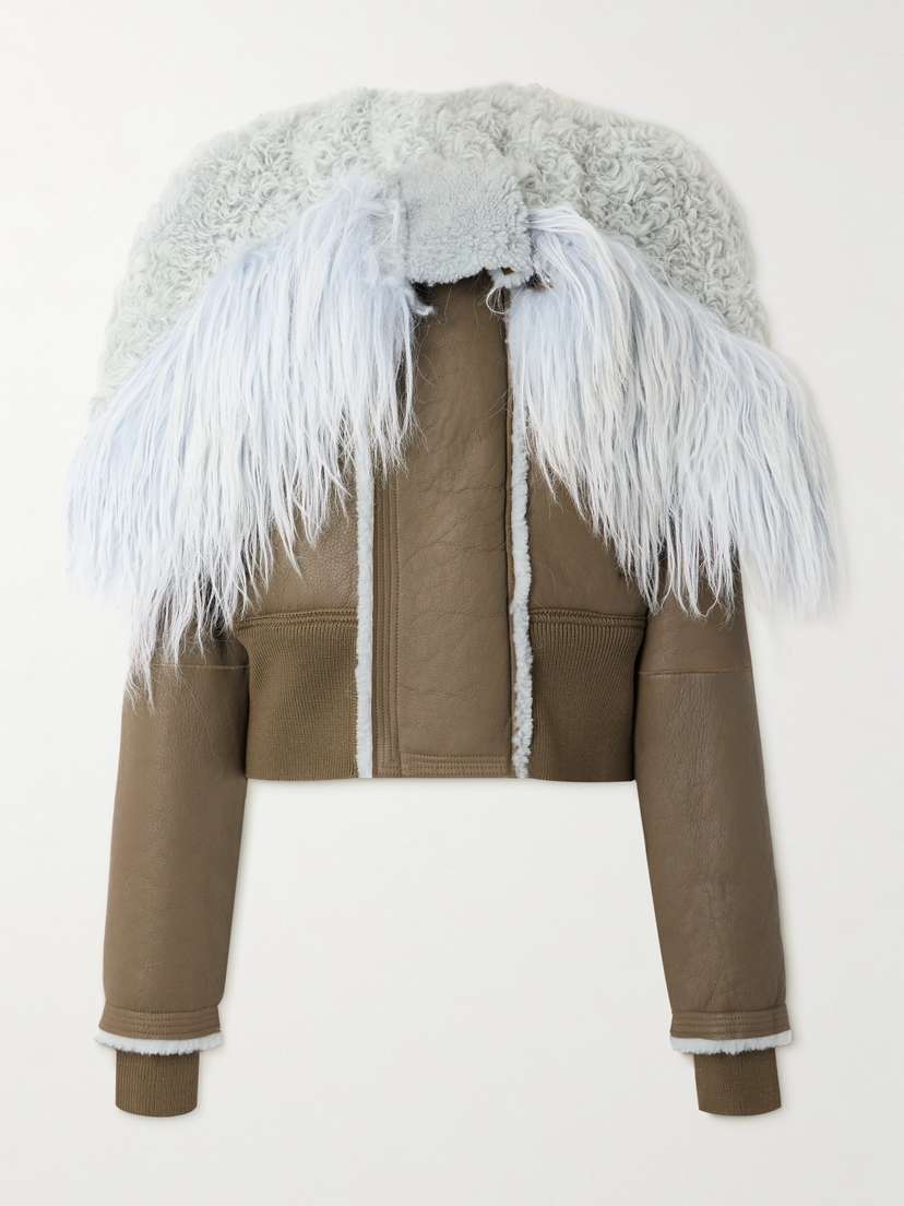 Rick Owens Alice Hooded Wool-trimmed Shearling Biker Jacket