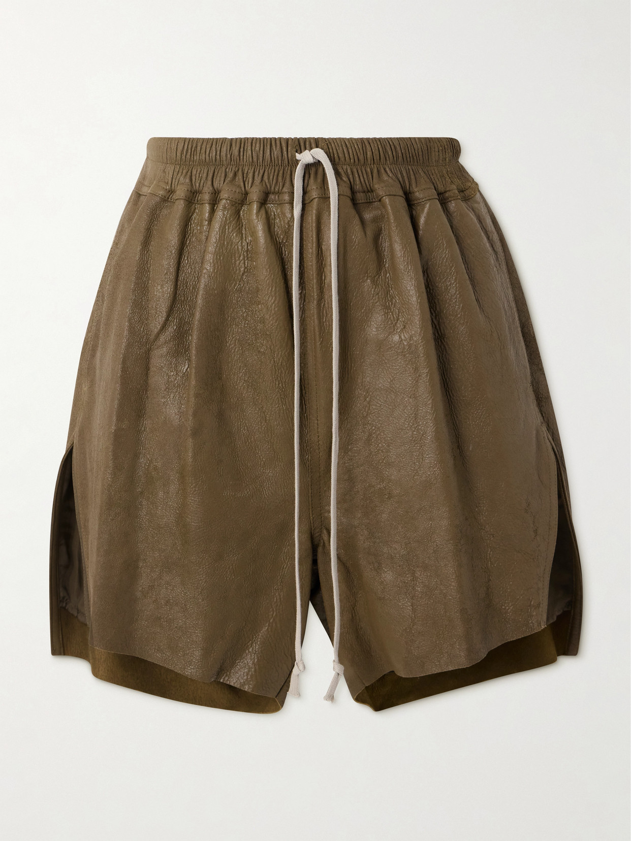 Rick Owens Leather Straight-leg Shorts In Neutrals