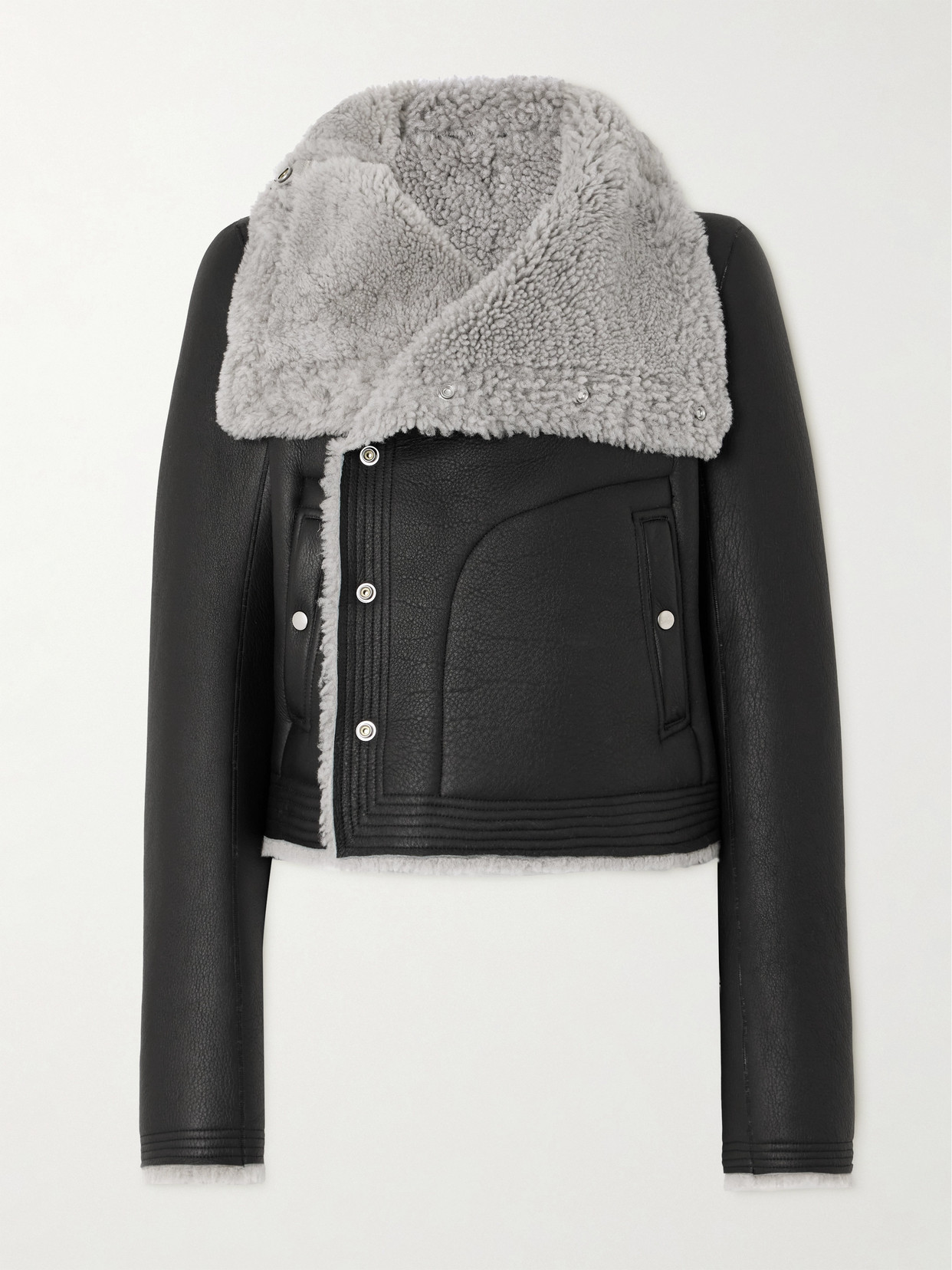 Rick Owens Shearling-lined Leather Biker Jacket In Black
