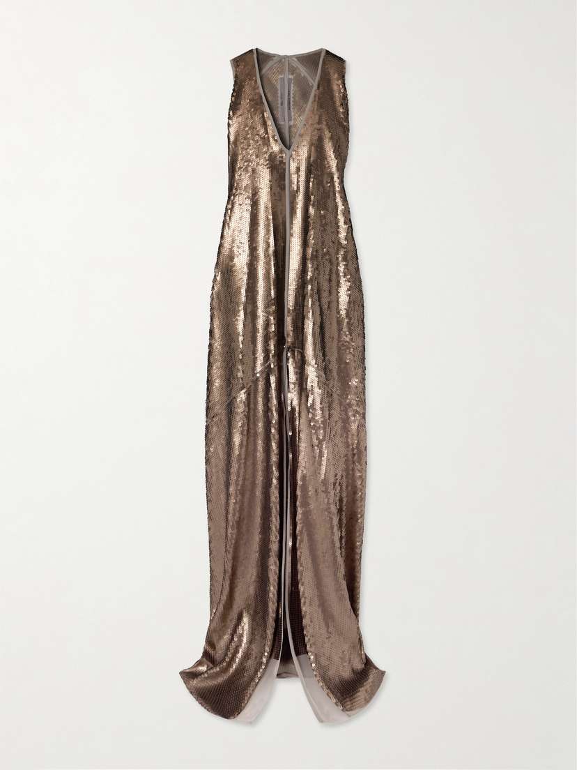 Rick Owens Dustulator Sequined Silk Gown