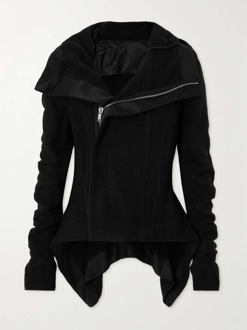 Rick Owens Naska Asymmetric Brushed-wool Biker Jacket