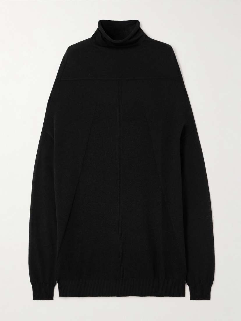 Rick Owens Crater Knitted Wool Turtleneck Sweater