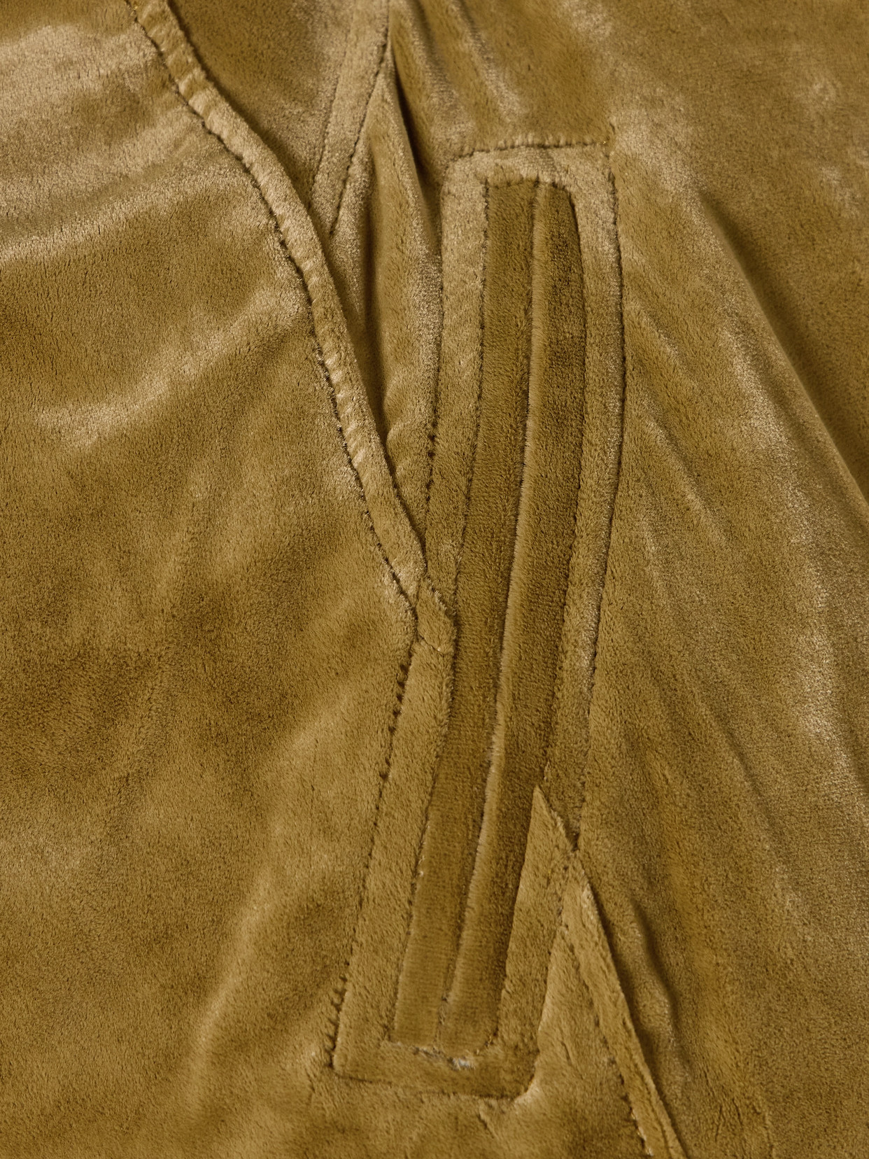 Rick Owens Wool-trimmed Velvet Biker Jacket In Neutrals