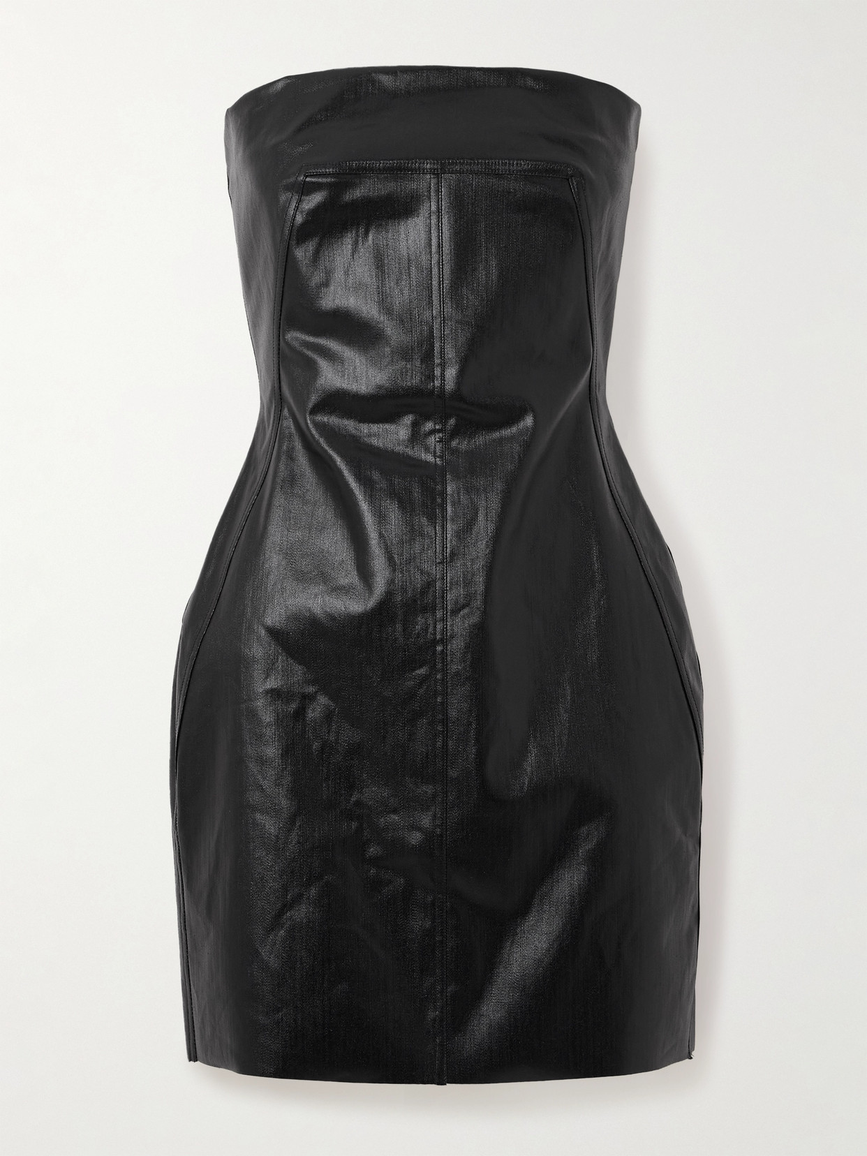 Rick Owens - Coated-denim Bustier Mini Dress - Black