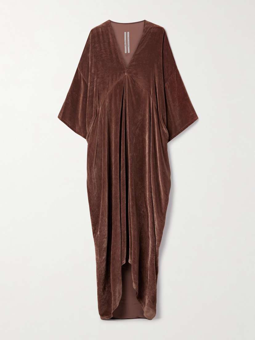 Rick Owens Tommykite Asymmetric Draped Velvet Gown