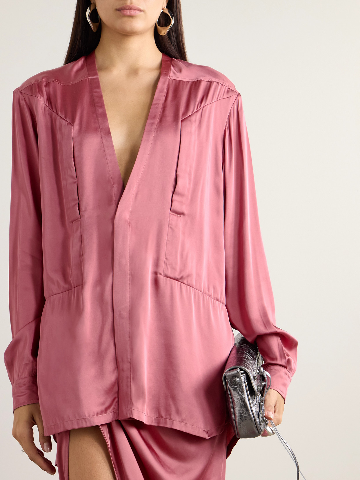 Rick Owens Satin Shirt In Pink