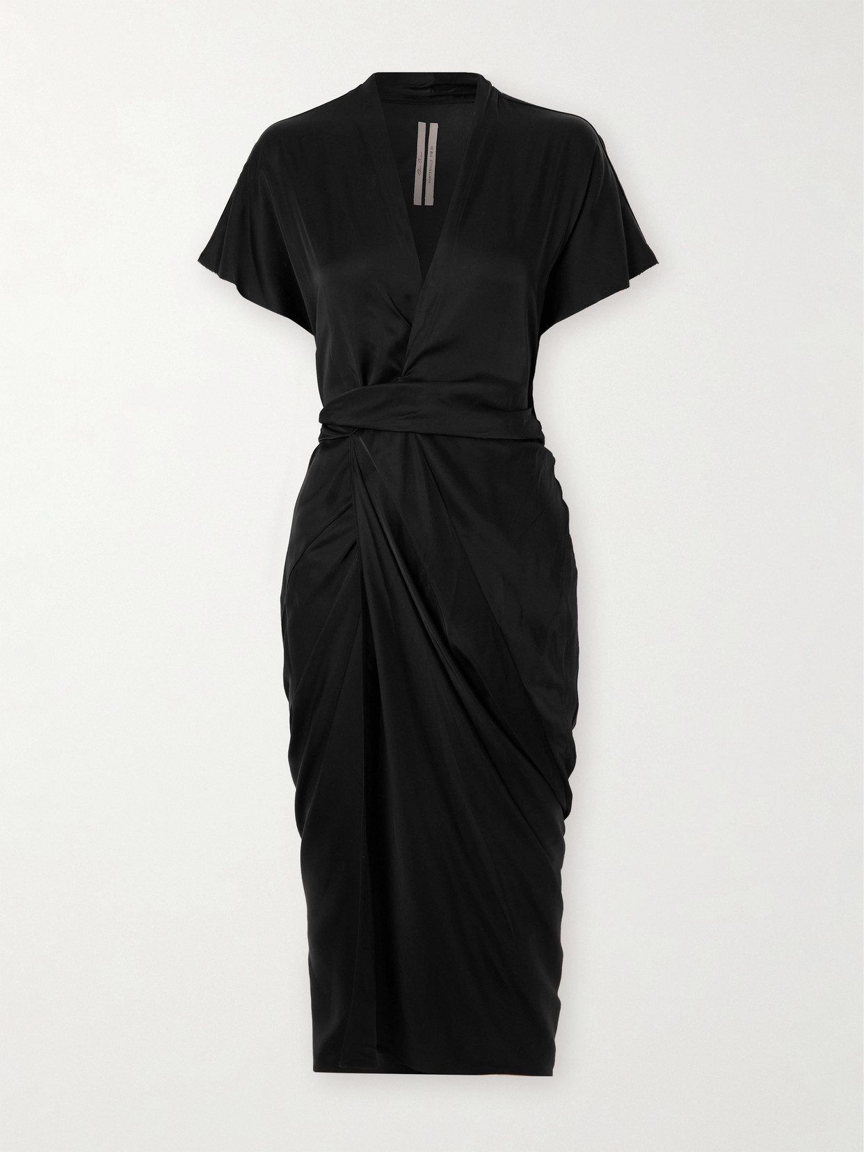 Rick Owens - Draped Satin Midi Wrap Dress - Black