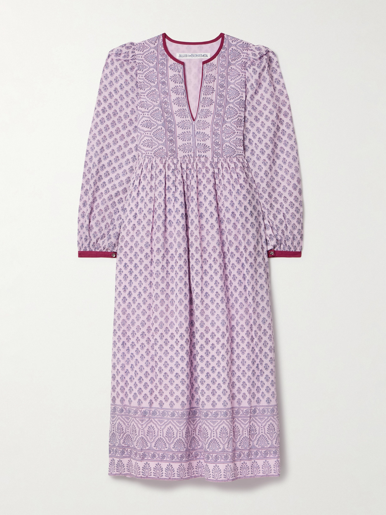 ALIX OF BOHEMIA - Winifred Pleated Printed Cotton-voile Maxi Dress - Purple