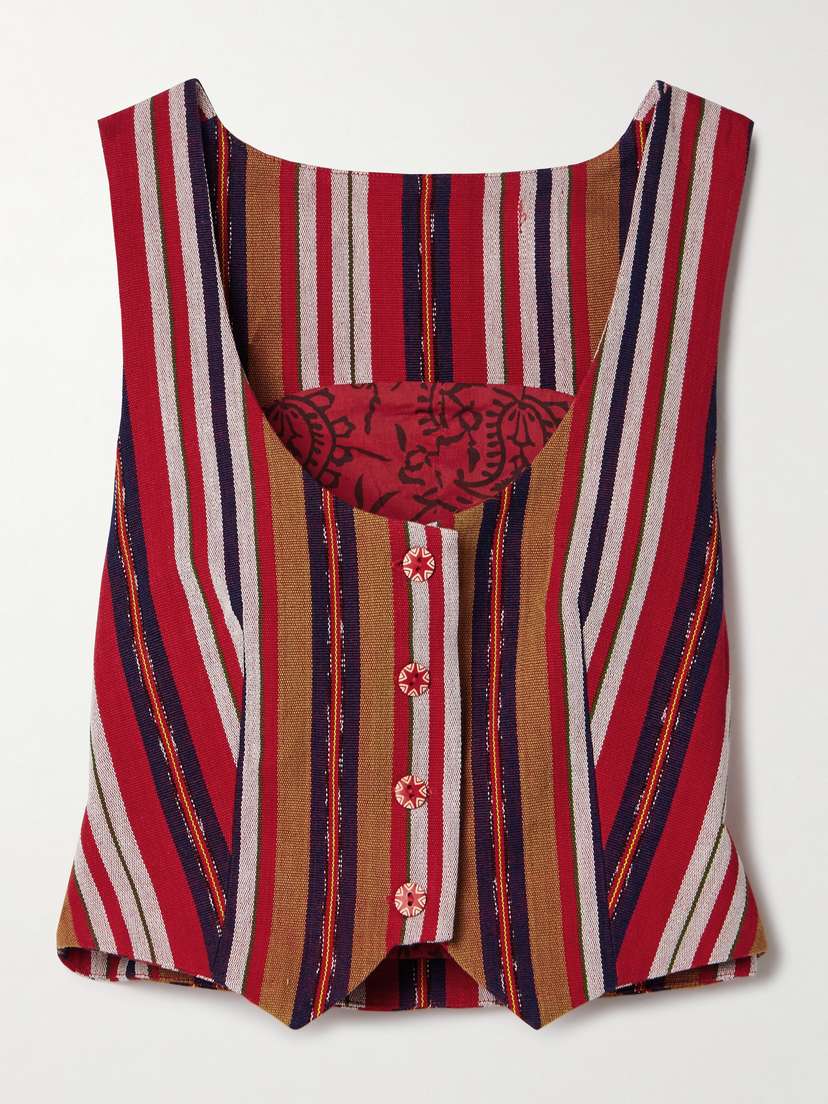ALIX OF BOHEMIA Mossie Striped Cotton-canvas Vest - x large