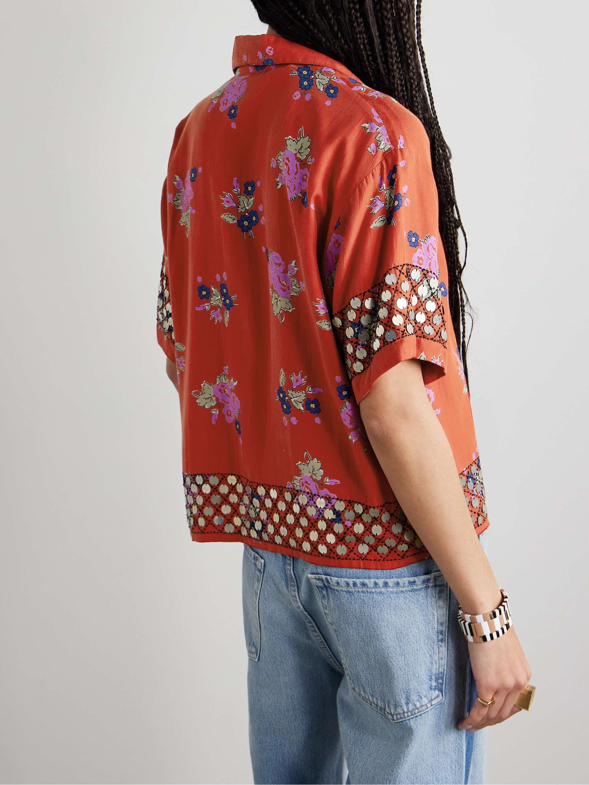 ALIX OF BOHEMIA Stevie embellished floralprint TENCEL™ Lyocell shirt