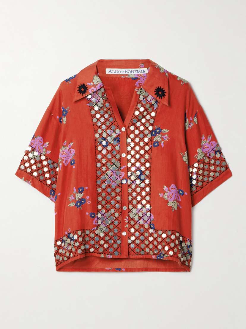 ALIX OF BOHEMIA Stevie Embellished Floral-print Tencel™ Lyocell Shirt