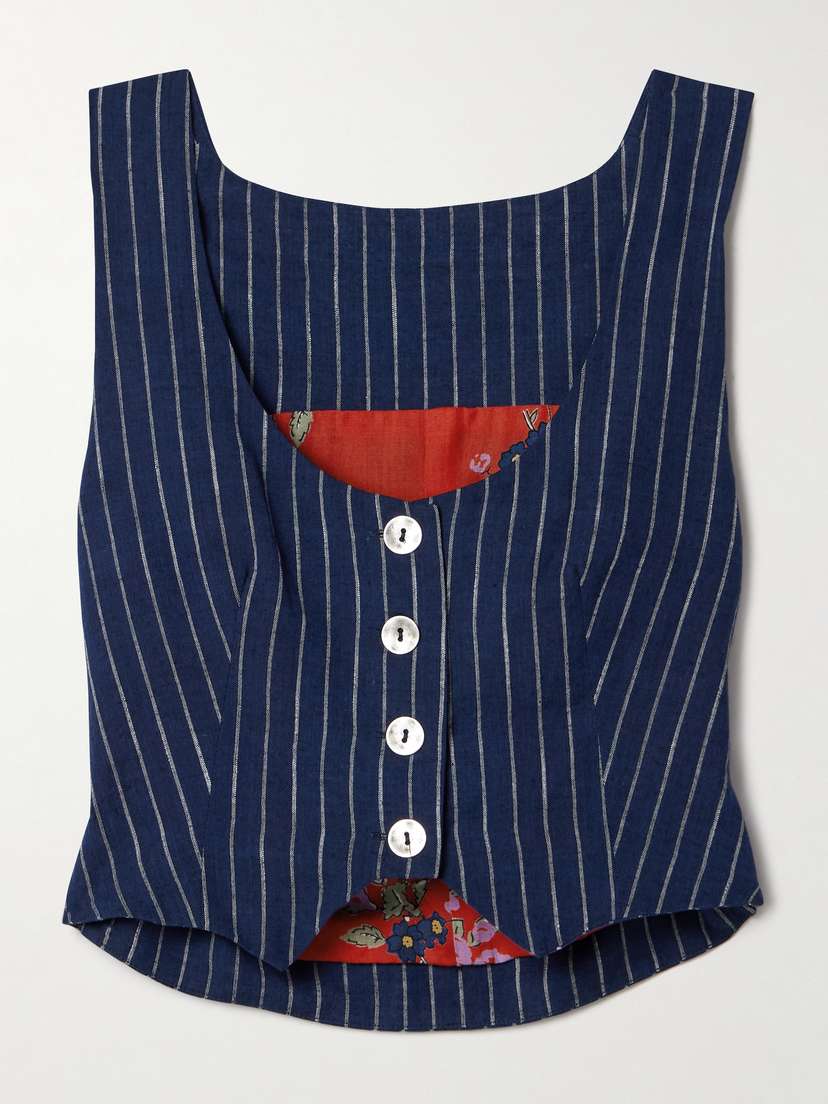 ALIX OF BOHEMIA Mossie Pinstripe Cotton-canvas Vest - x large
