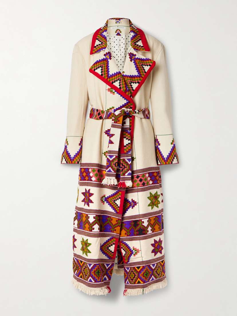 ALIX OF BOHEMIA Penelope Belted Fringed Embroidered Wool-twill Jacket