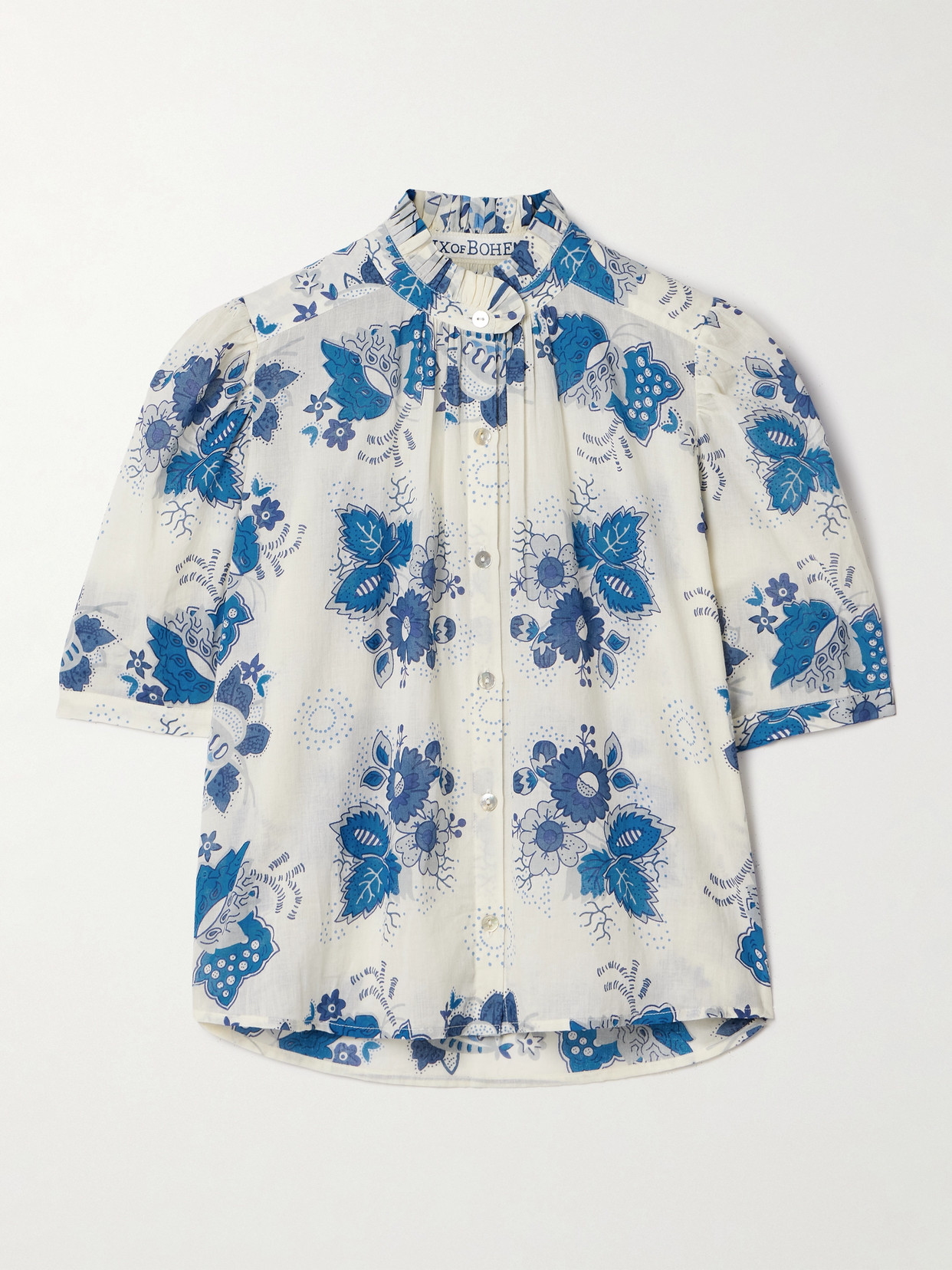 ALIX OF BOHEMIA - Winnie Floral-print Cotton-voile Top - Blue