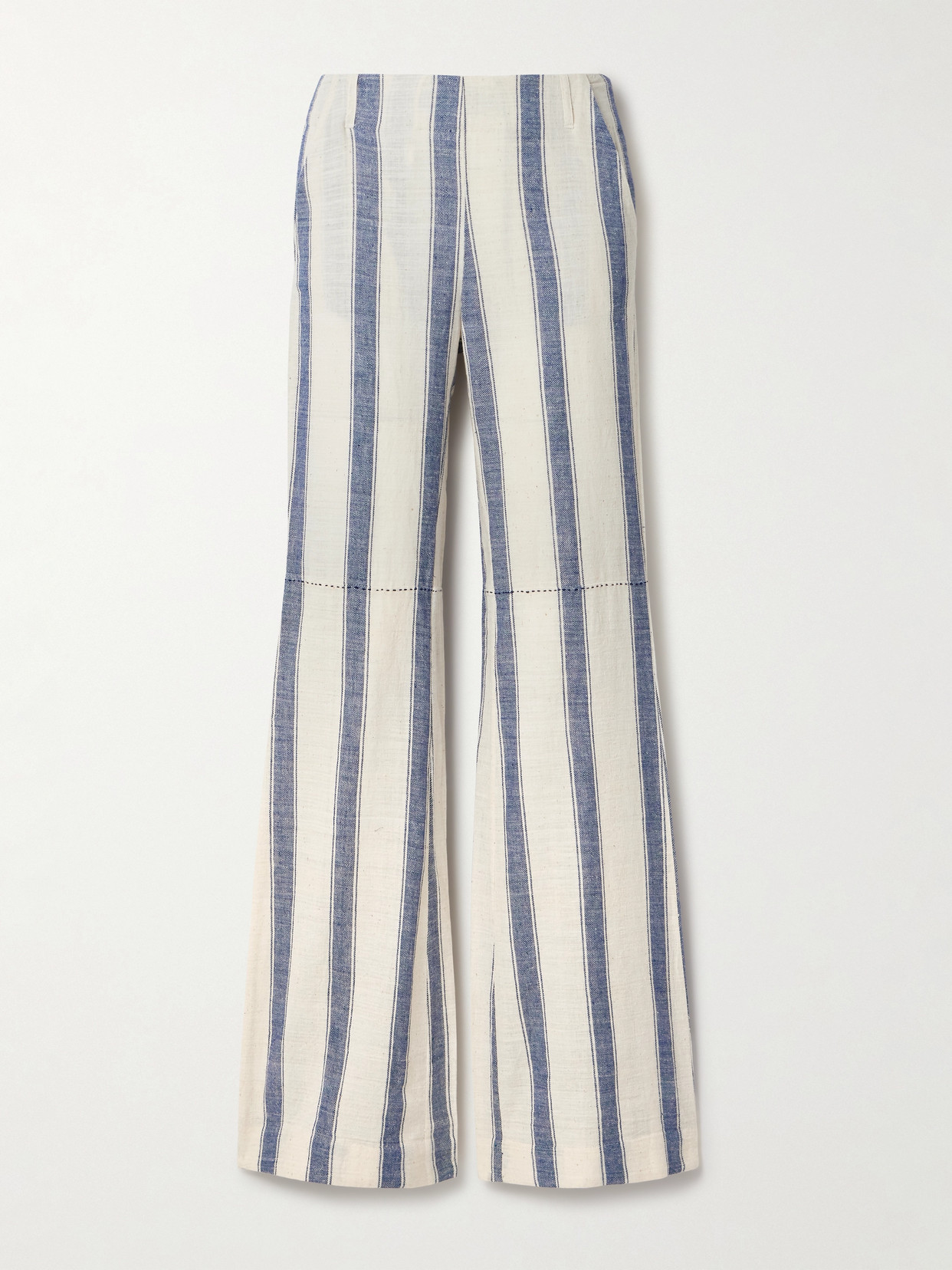 Alix Of Bohemia Charlie Striped Cotton-gauze Flared Pants In Blue